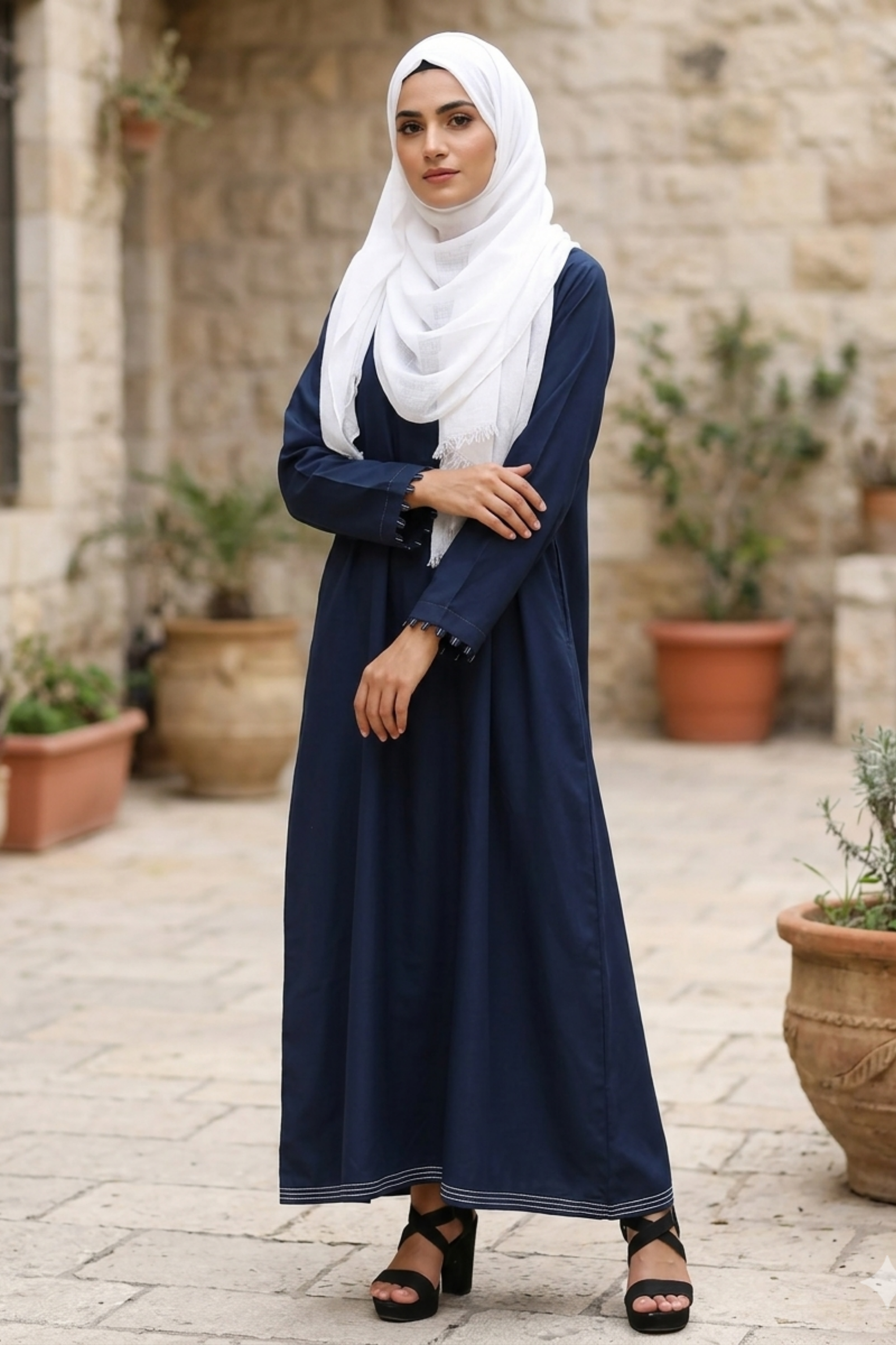 Signature Cotton Abaya – Navy