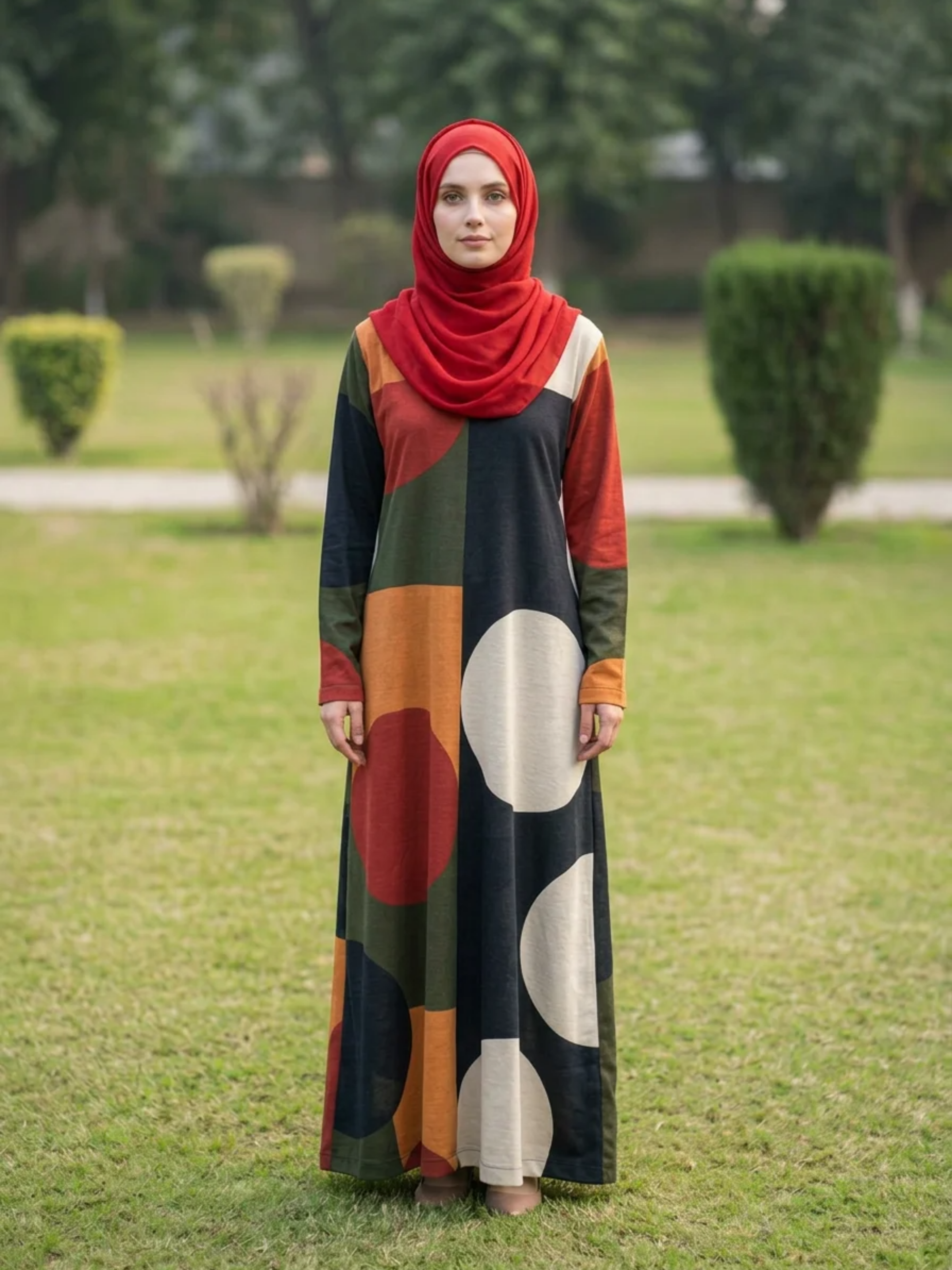 Printed Cotton Abaya – Multicolour