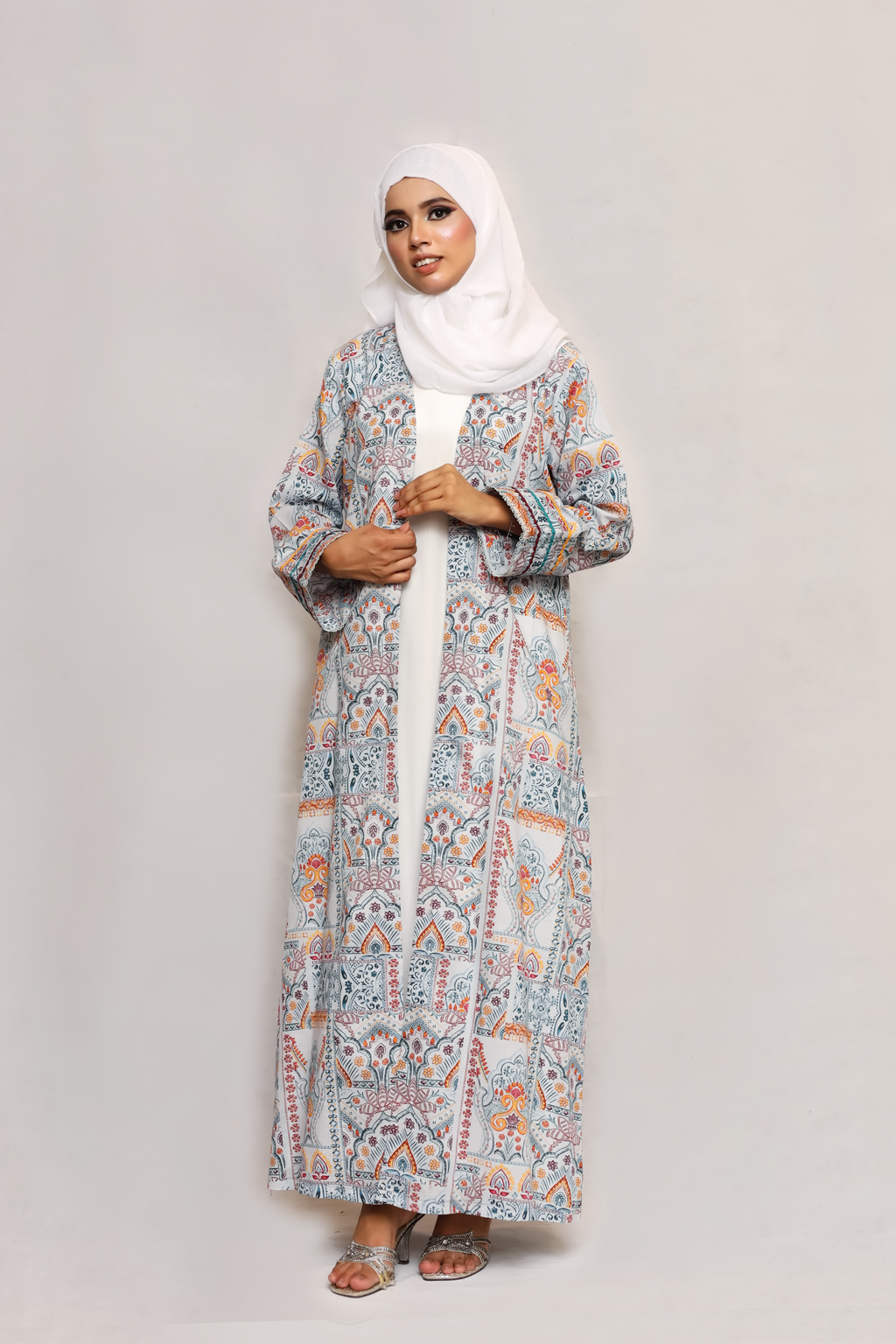 Printed Open Abaya - Multicolour