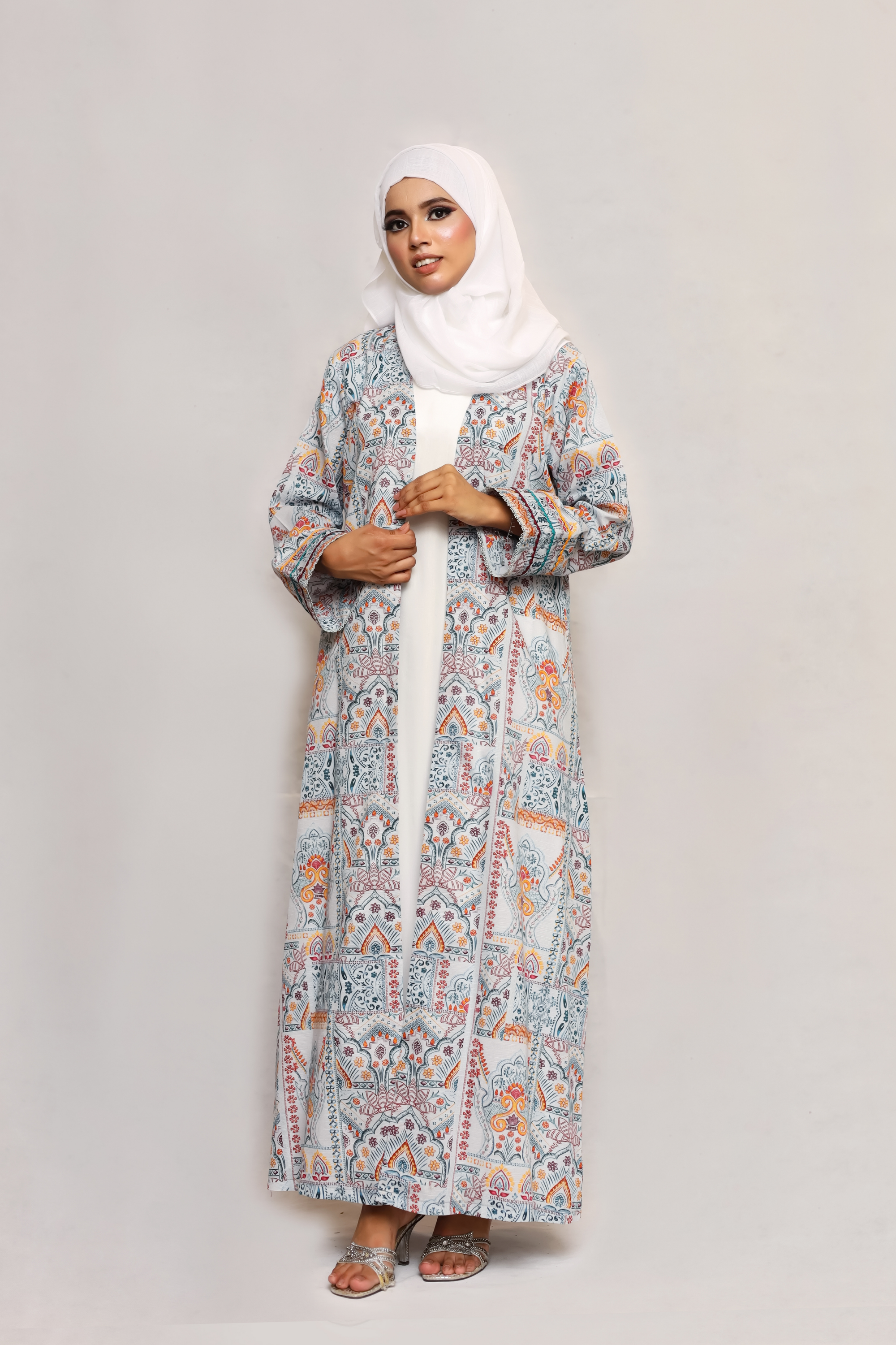 Printed Open Abaya - Multicolour