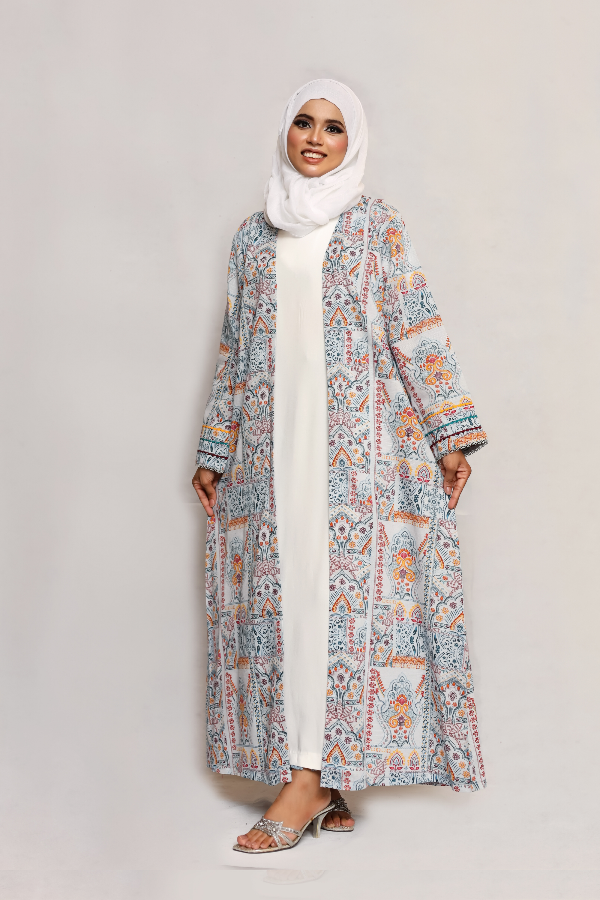 Printed Open Abaya - Multicolour
