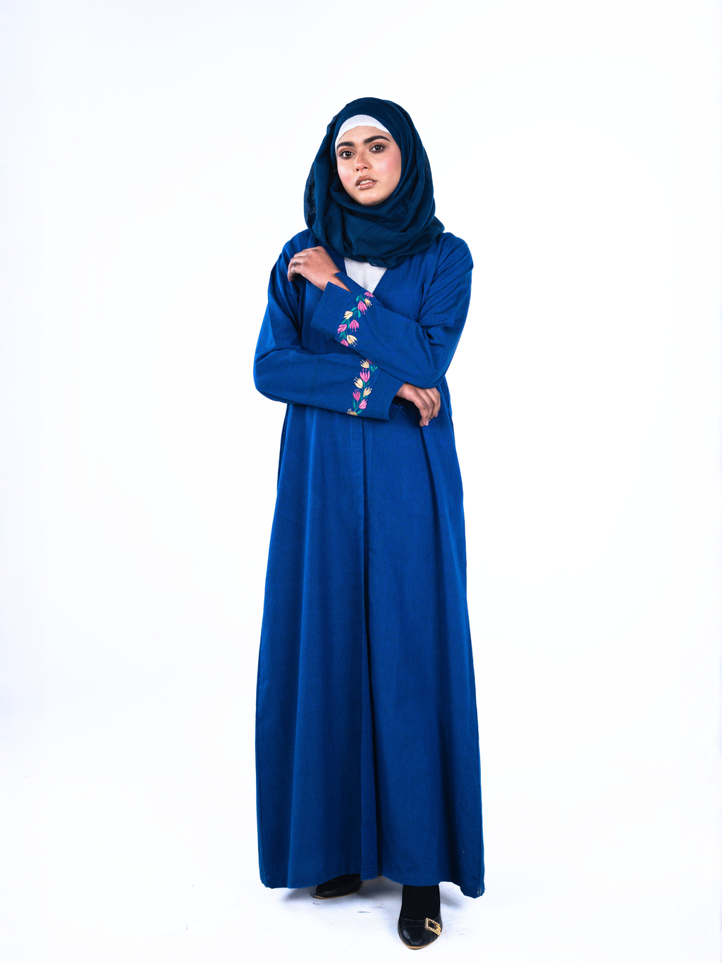 Heritage Bow Open Abaya  – Royal Blue