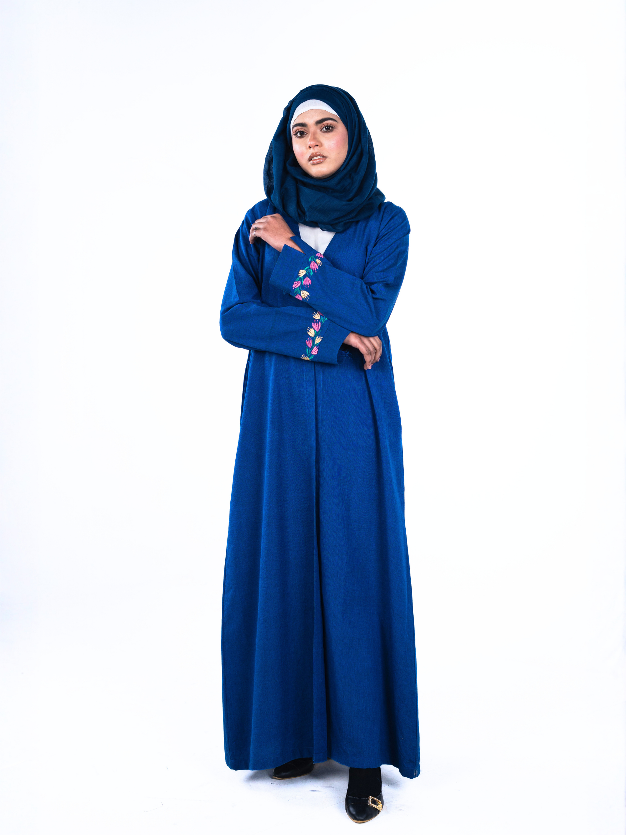 Heritage Bow Open Abaya  – Royal Blue