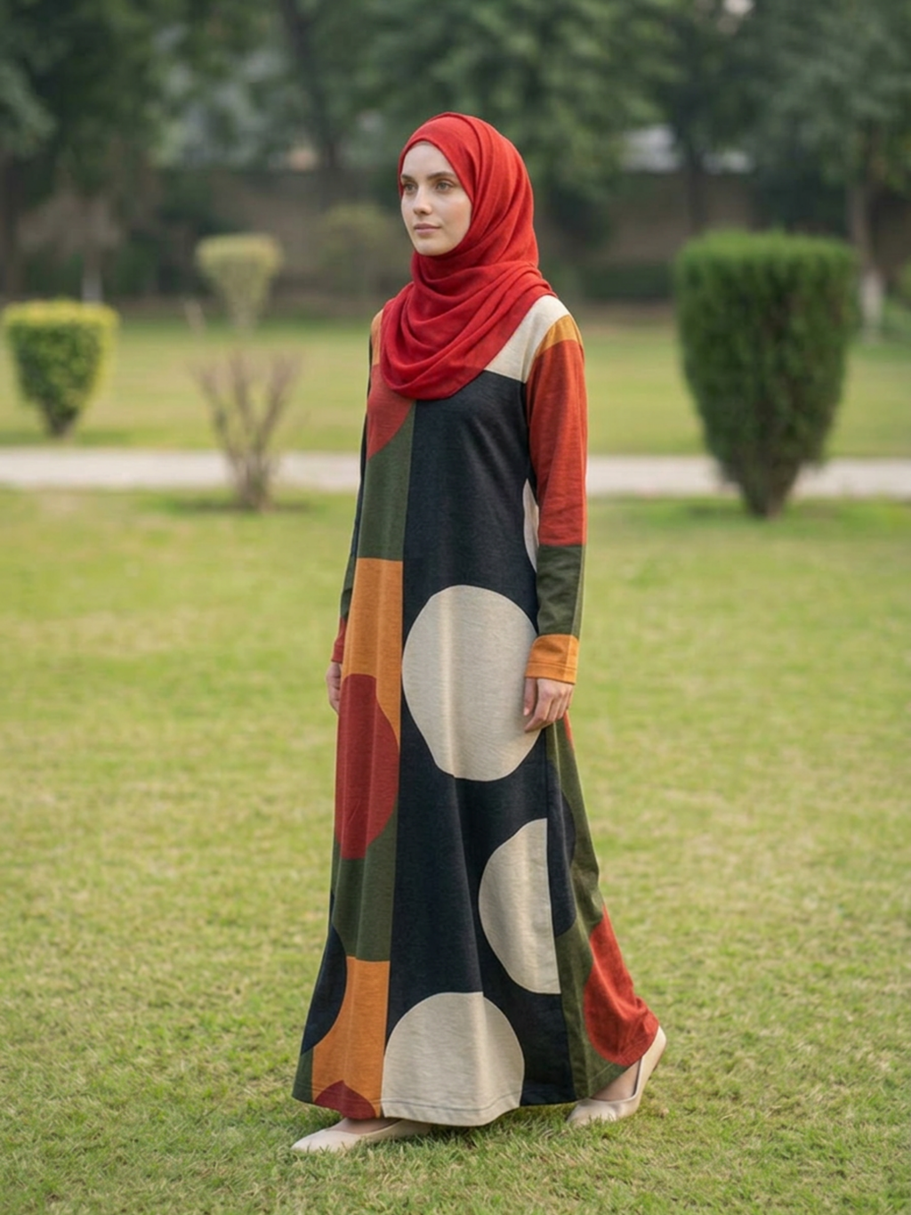 Printed Cotton Abaya – Multicolour