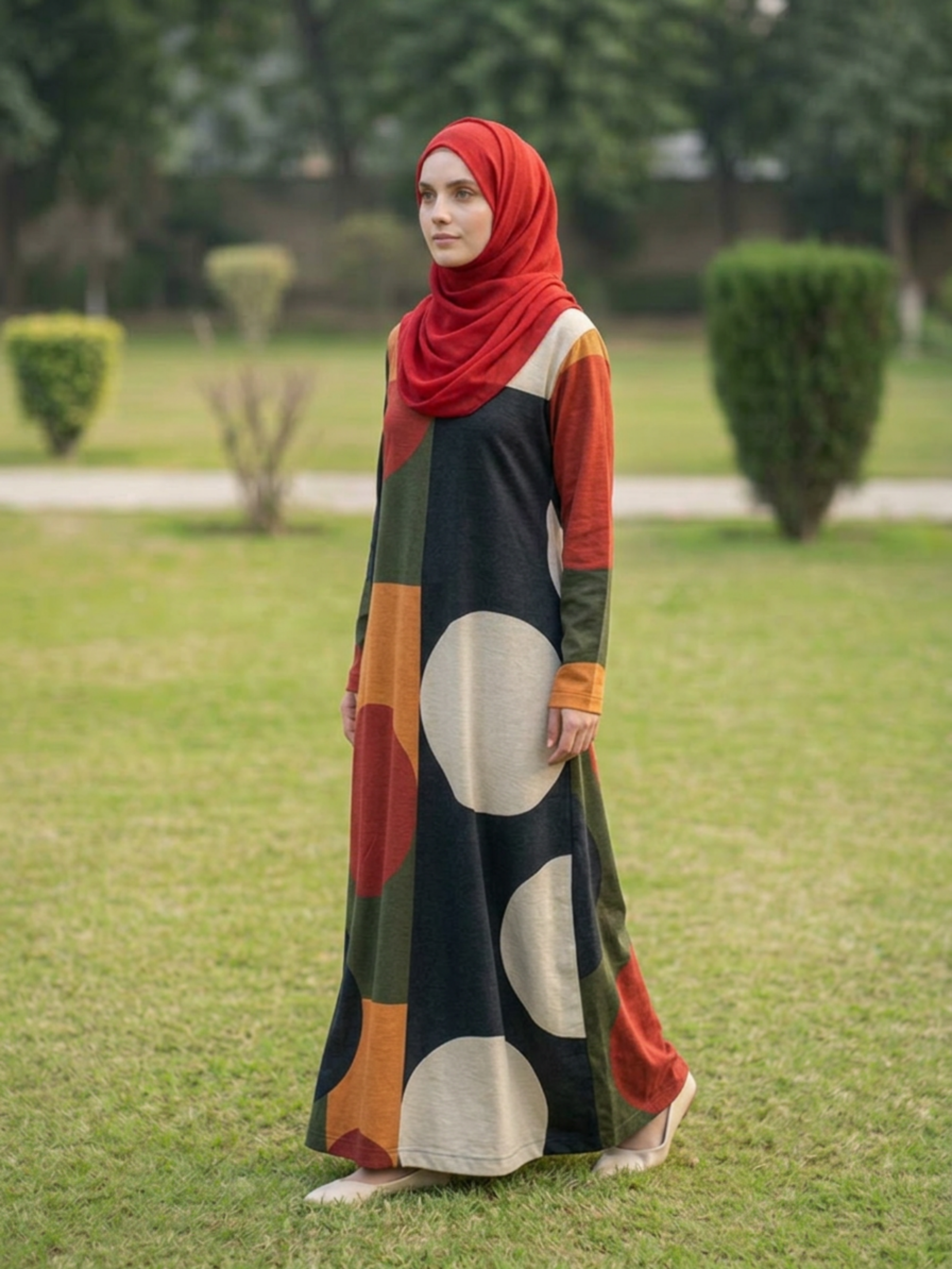 Printed Cotton Abaya – Multicolour