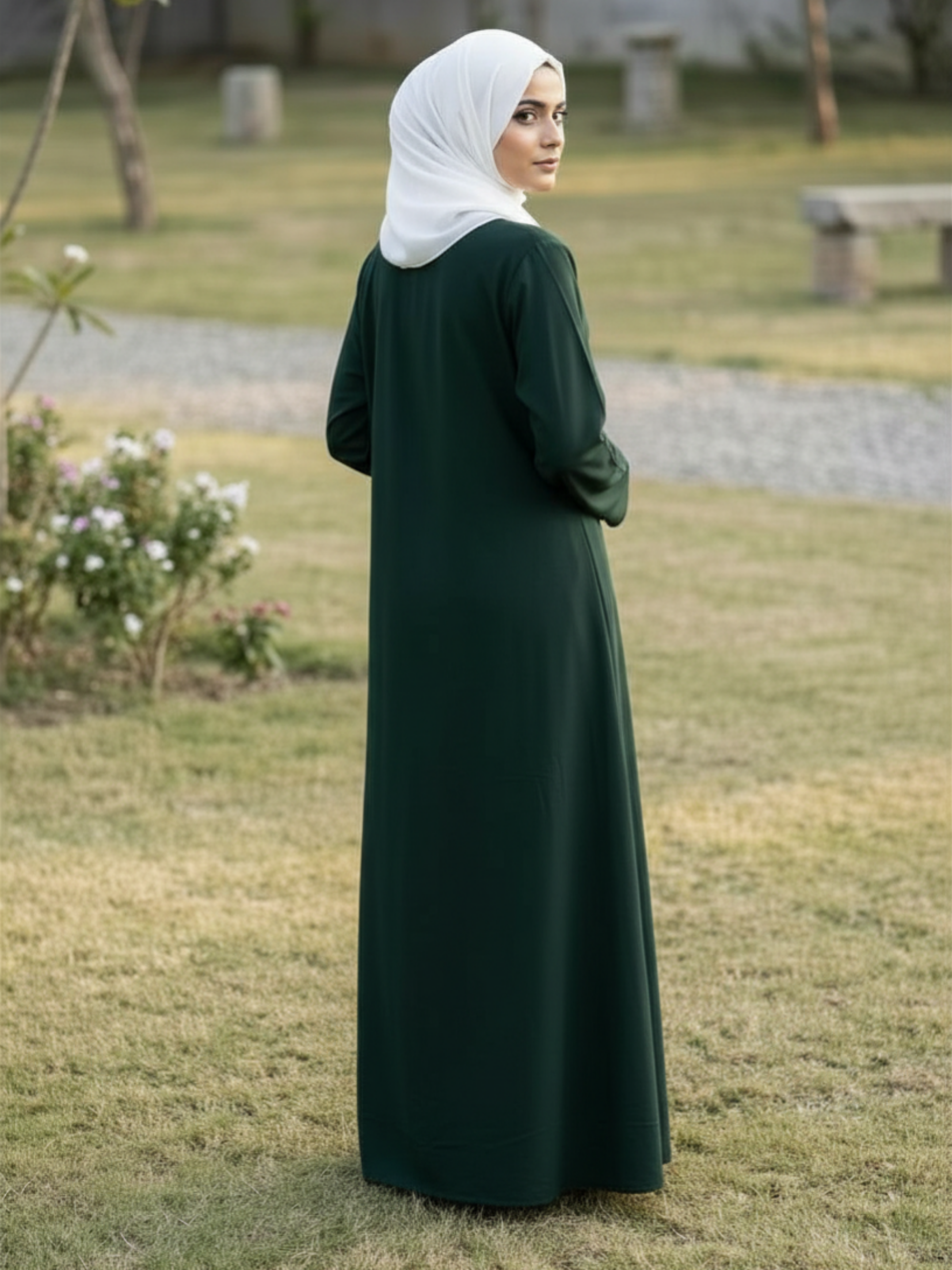 Essential Linen Abaya - Forest