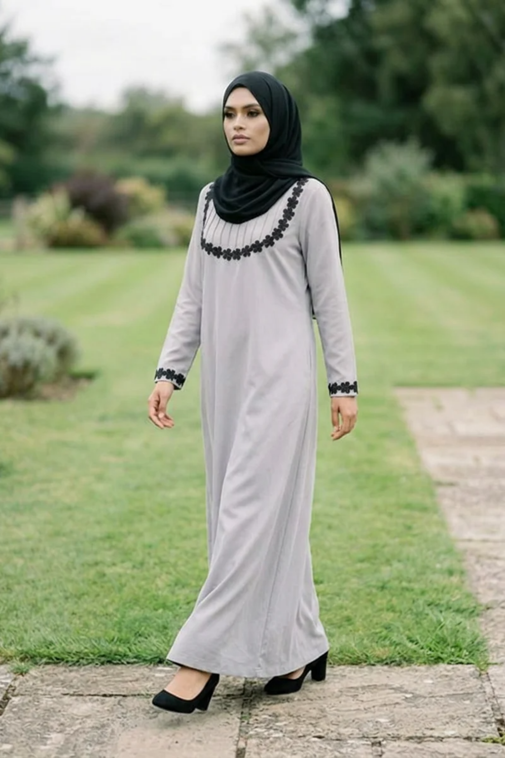Signature Cotton Abaya – Light Grey