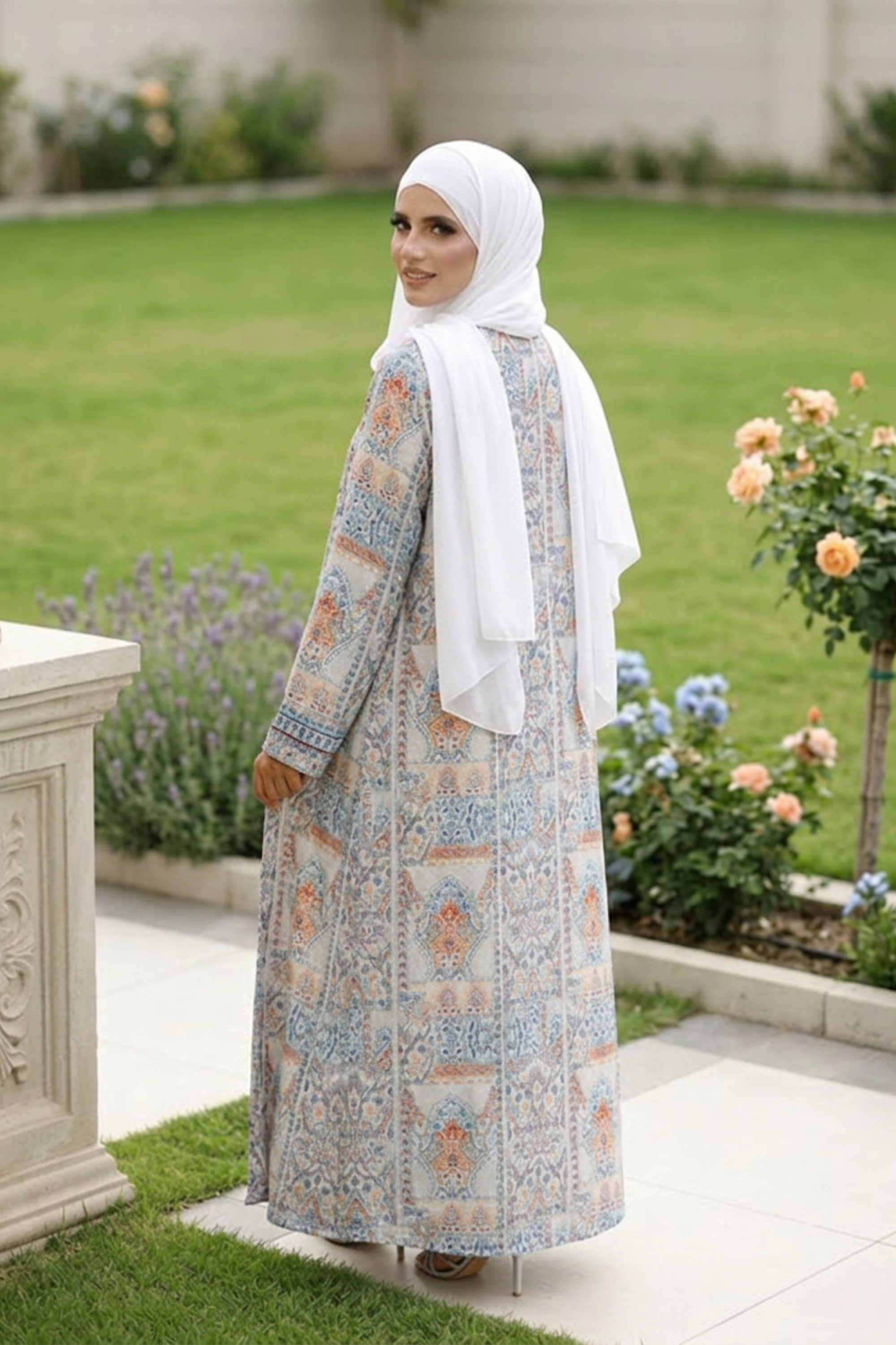 Printed Open Abaya - Multicolour