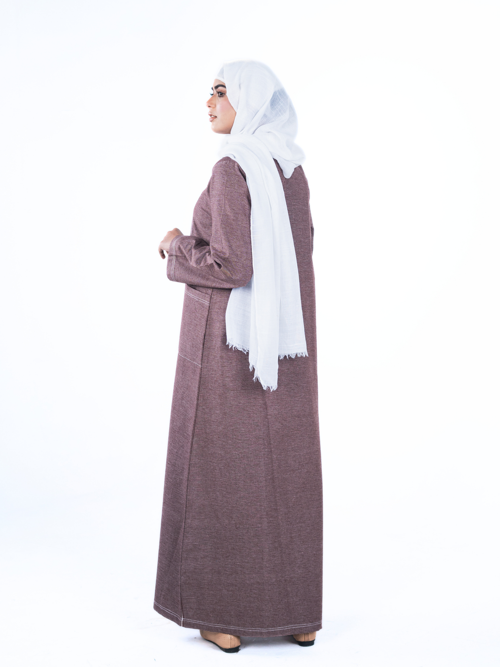 Denim Panelled Maxi Dress - Peanut