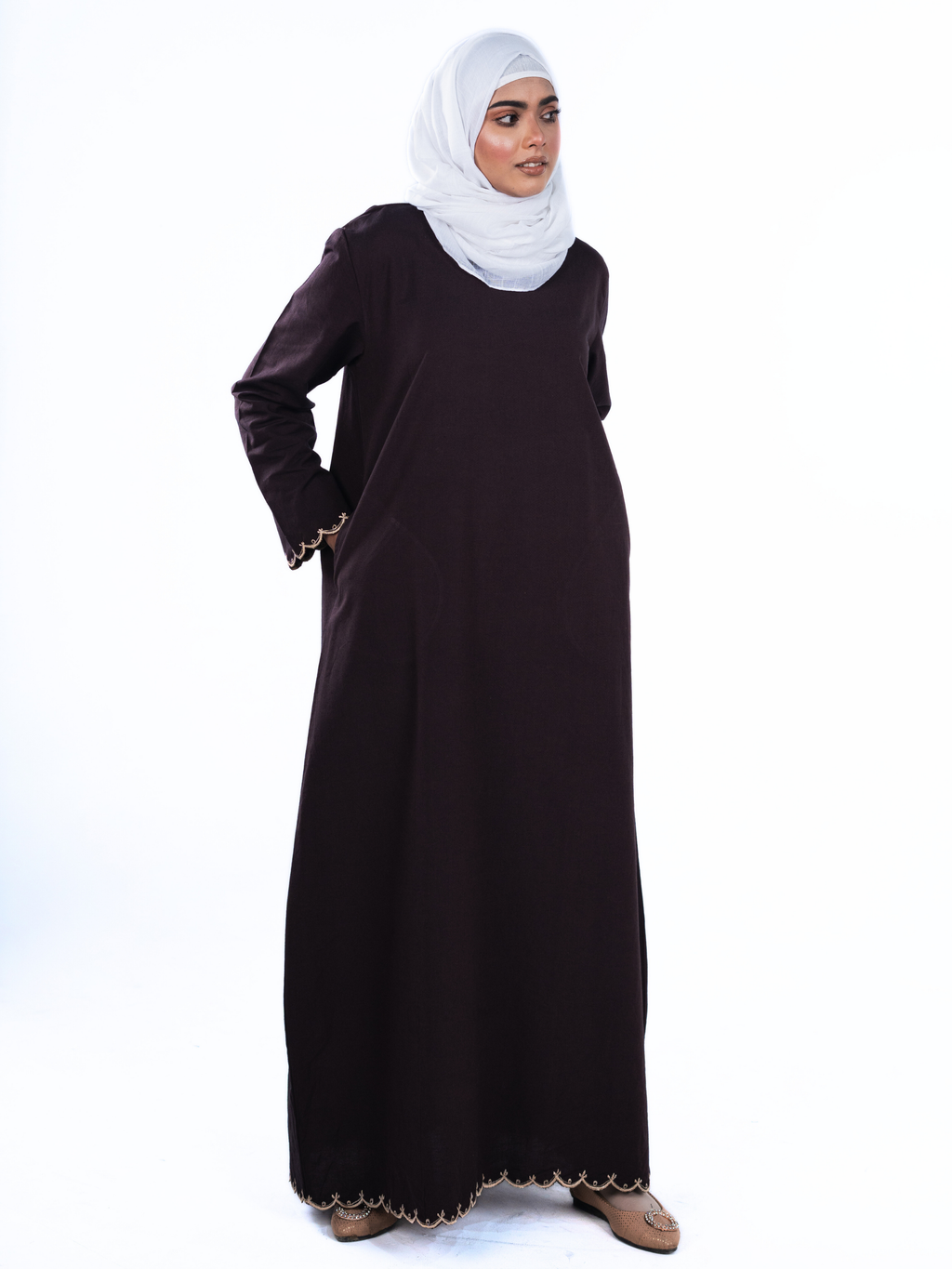 Heritage Cotton Abaya - Coffee