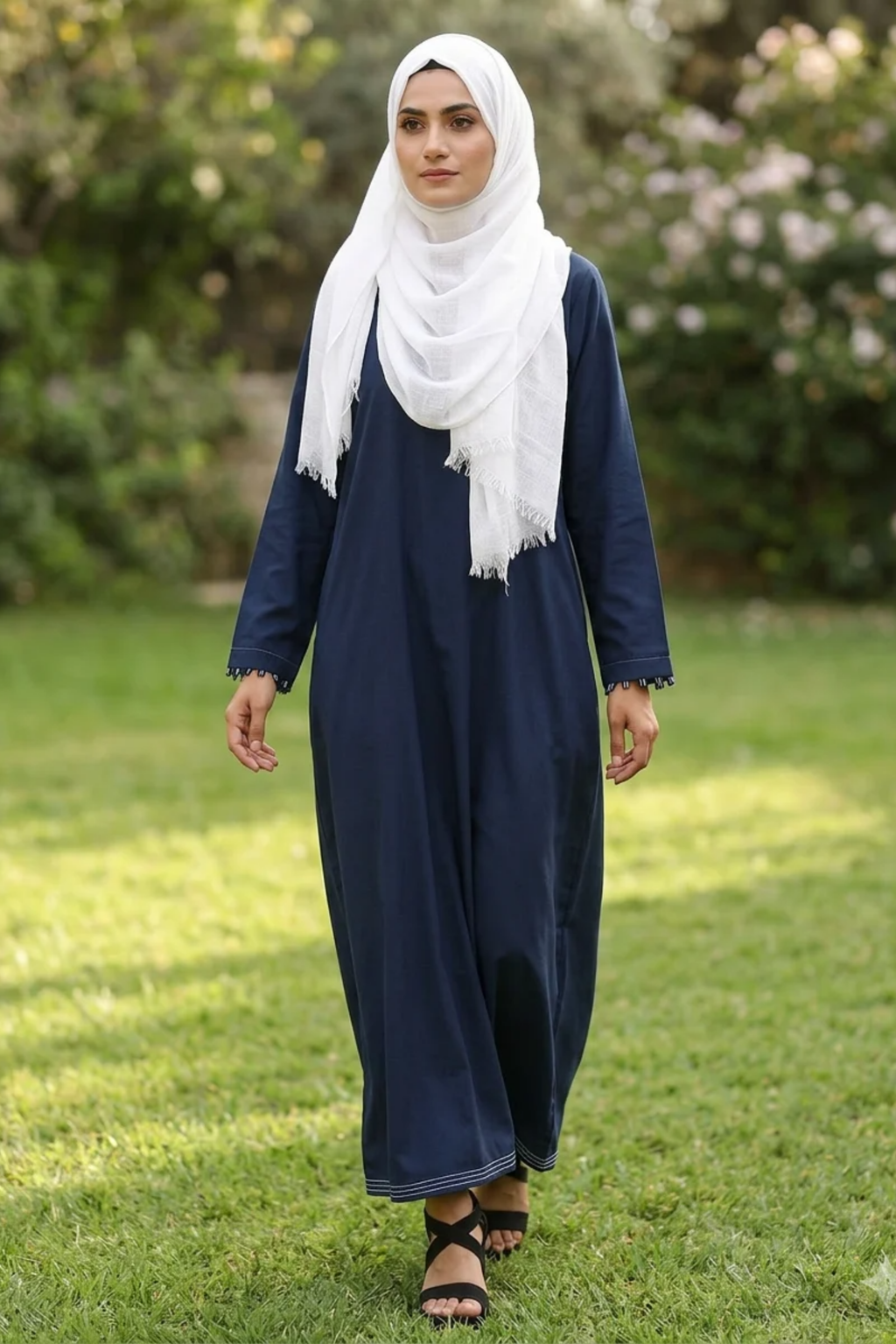 Signature Cotton Abaya – Navy