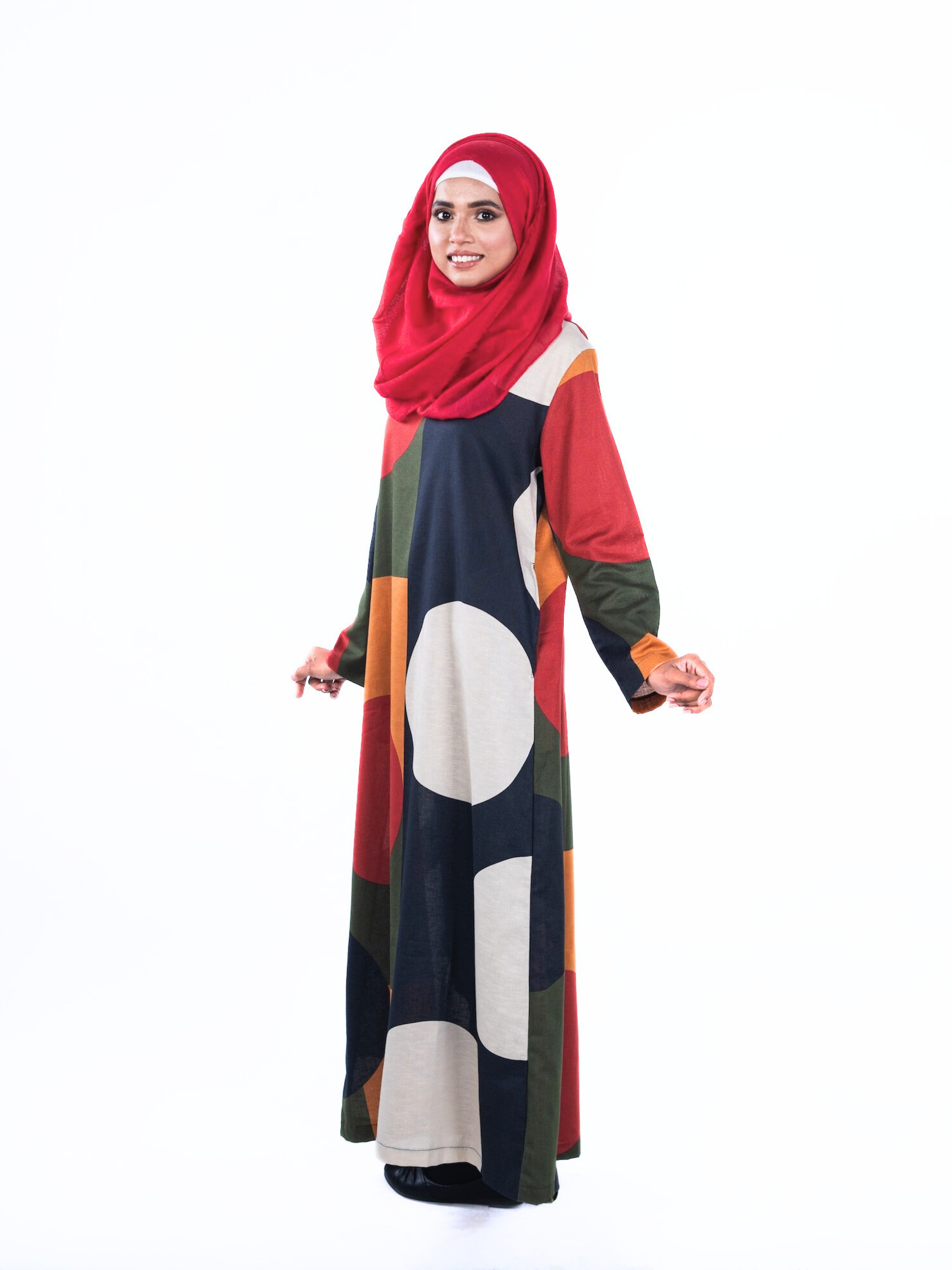 Printed Cotton Abaya – Multicolour
