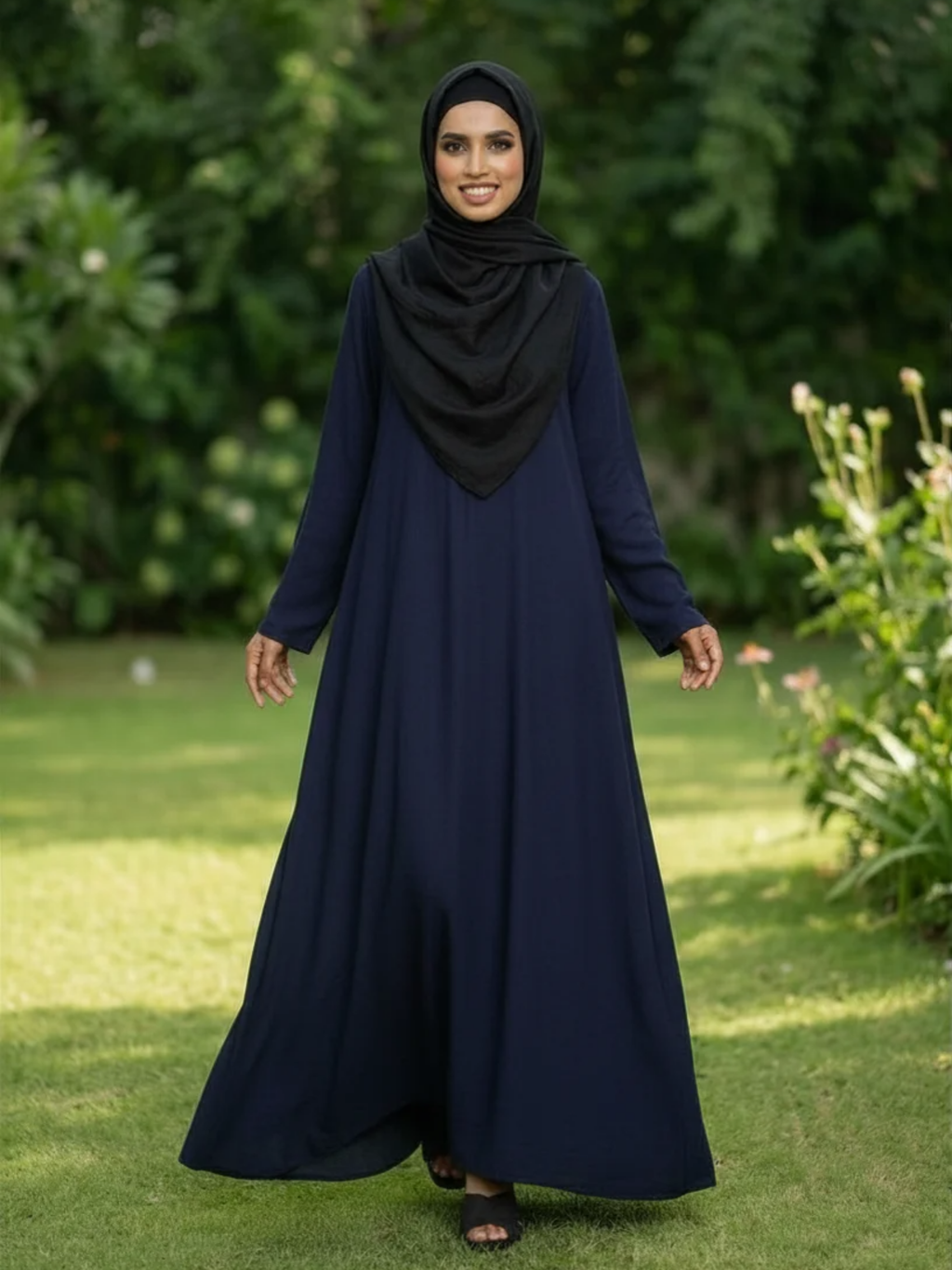 Essential Linen Abaya - Navy