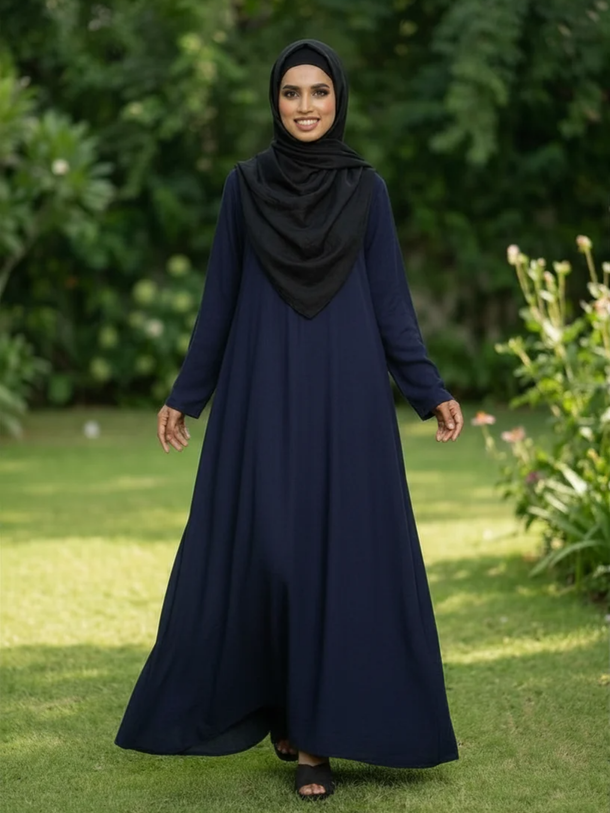 Essential Linen Abaya - Navy