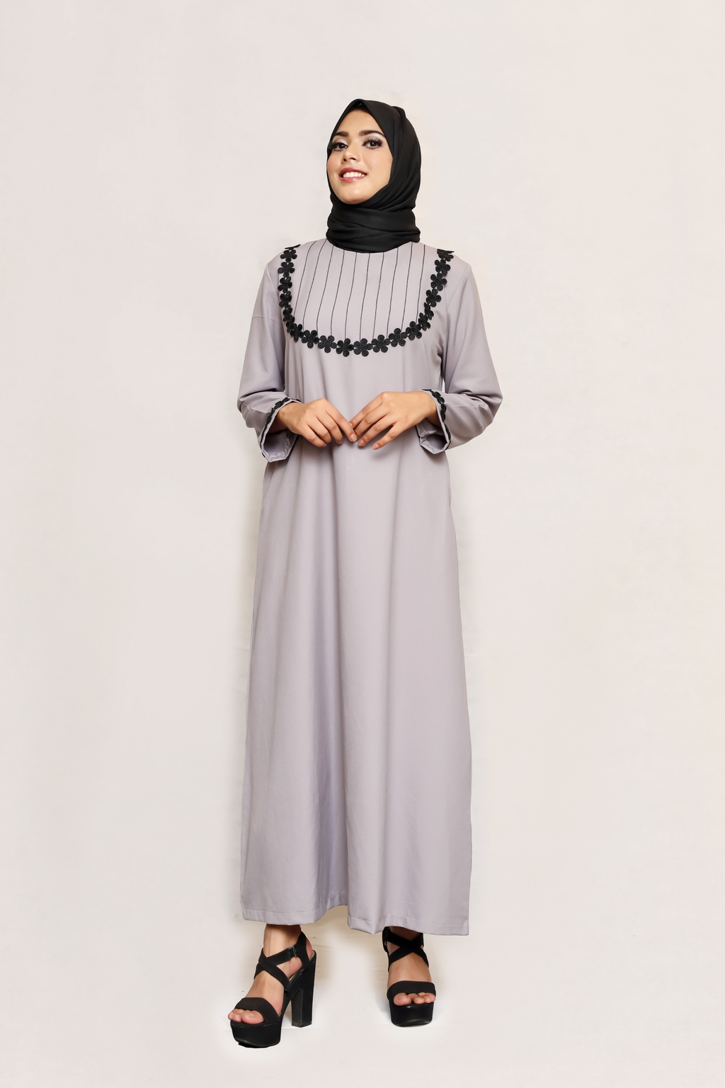 Signature Cotton Abaya – Light Grey