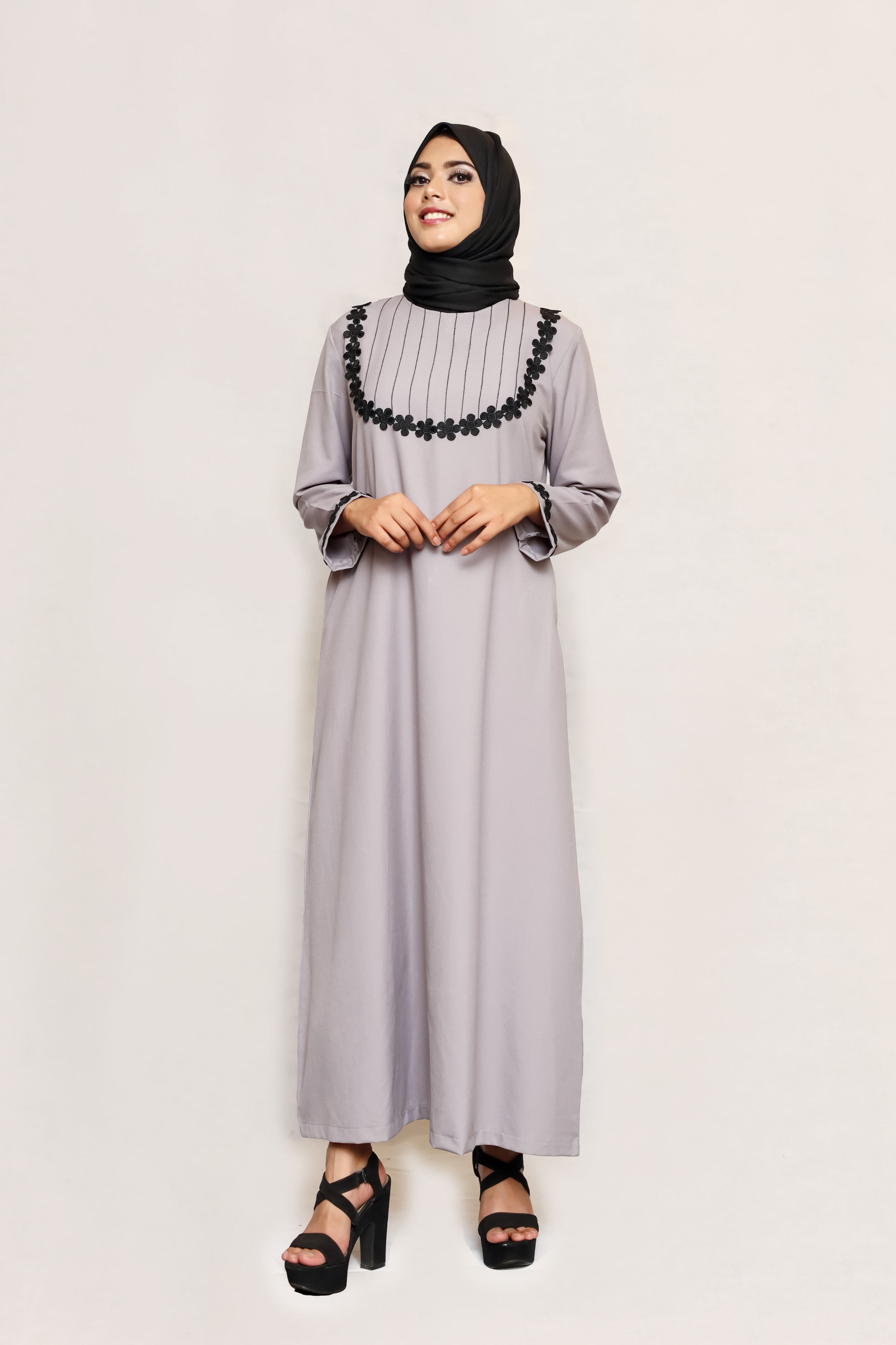 Signature Cotton Abaya – Light Grey