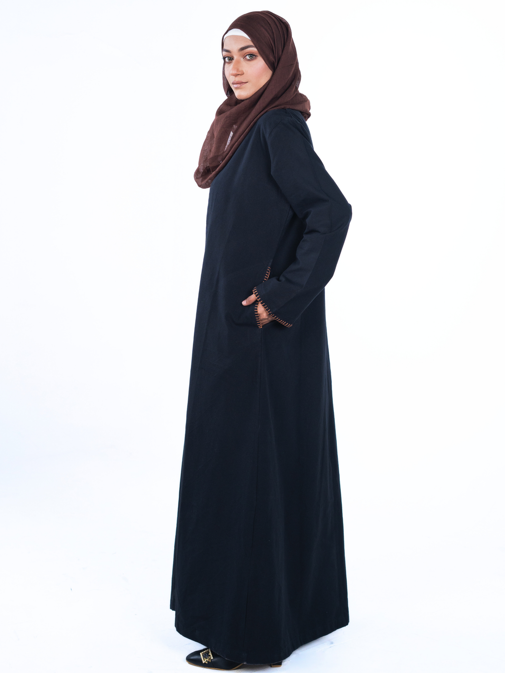 Minimalist Open Abaya – Black