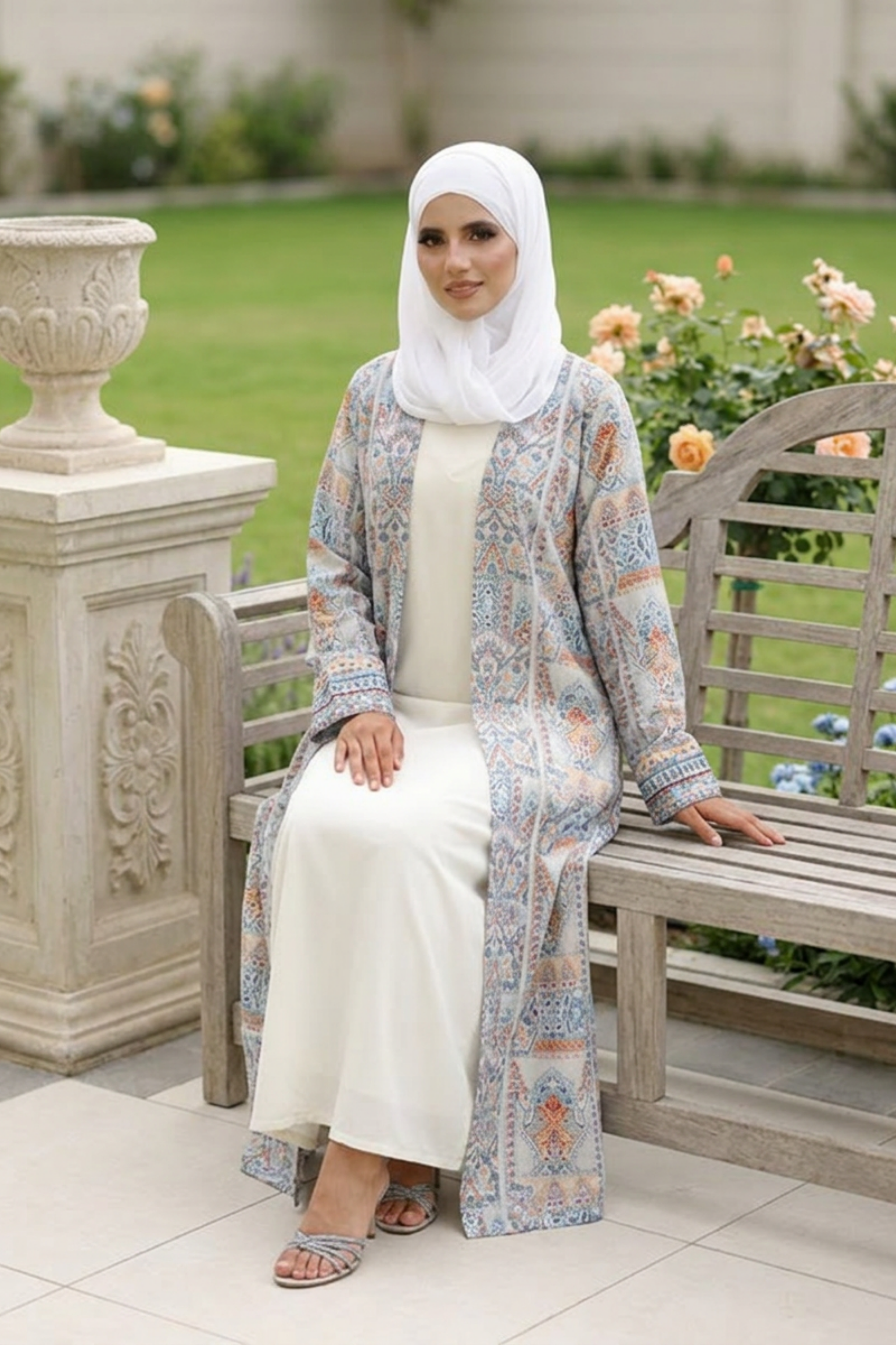 Printed Open Abaya - Multicolour