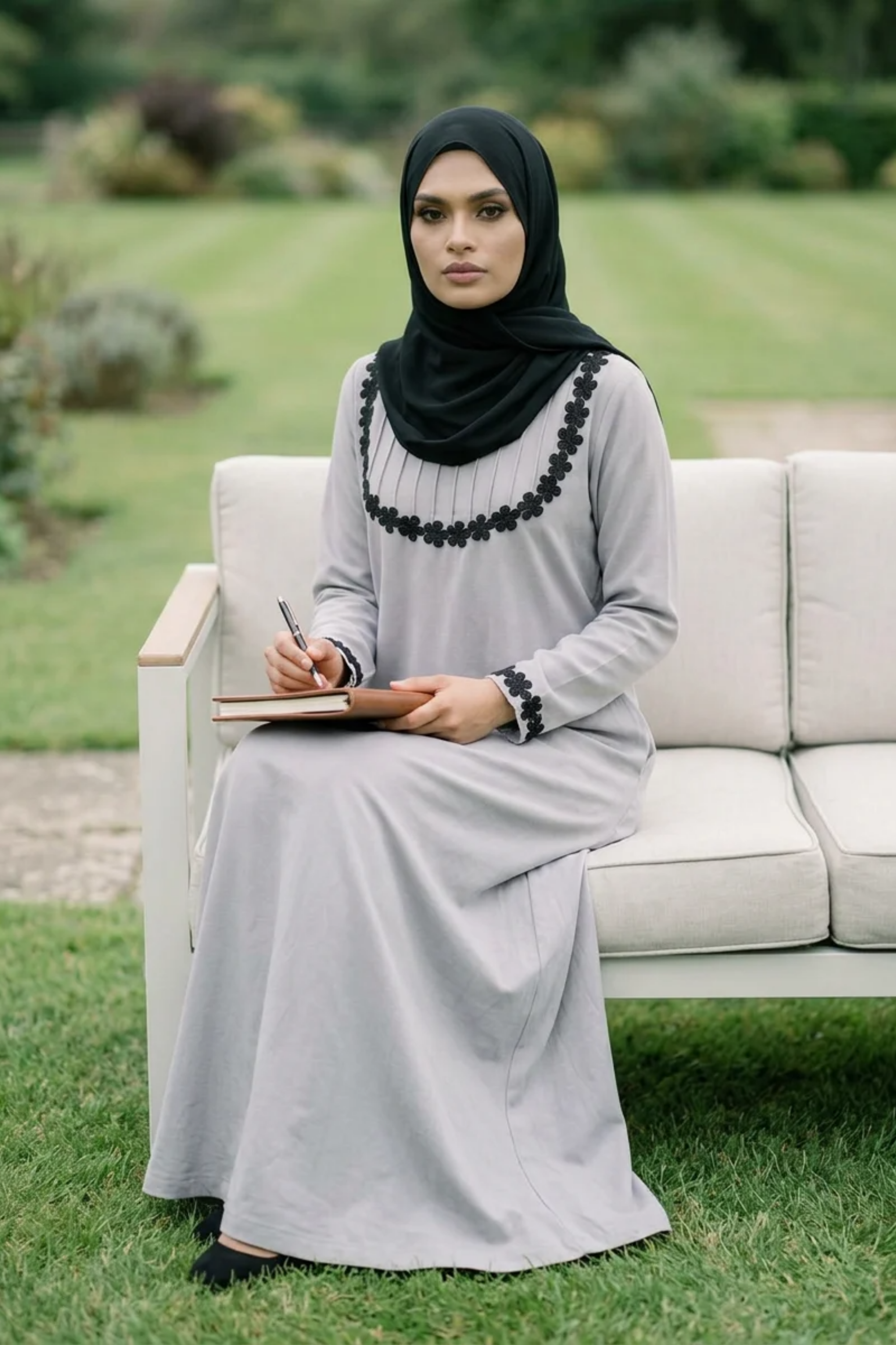 Signature Cotton Abaya – Light Grey