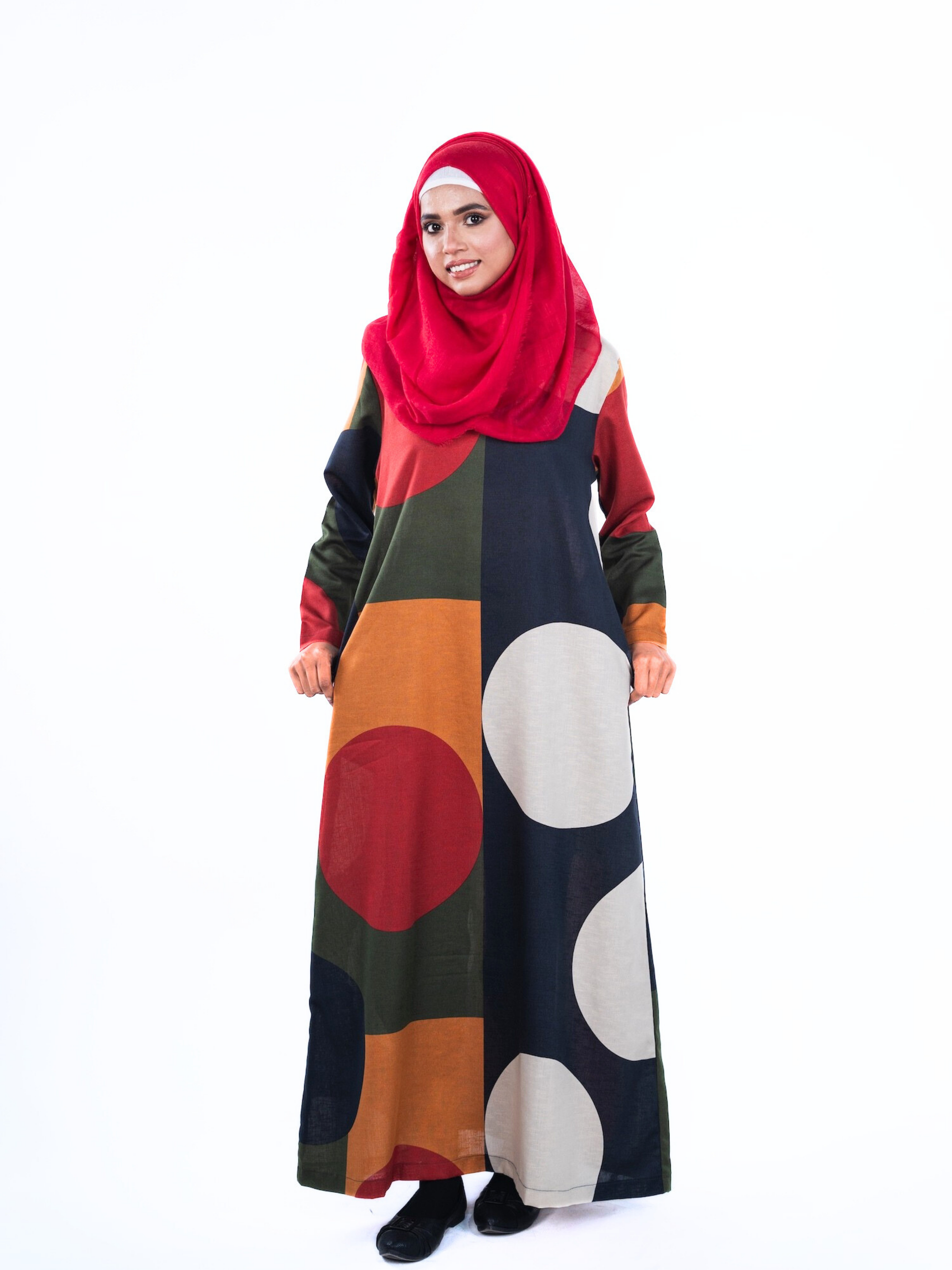 Printed Cotton Abaya – Multicolour