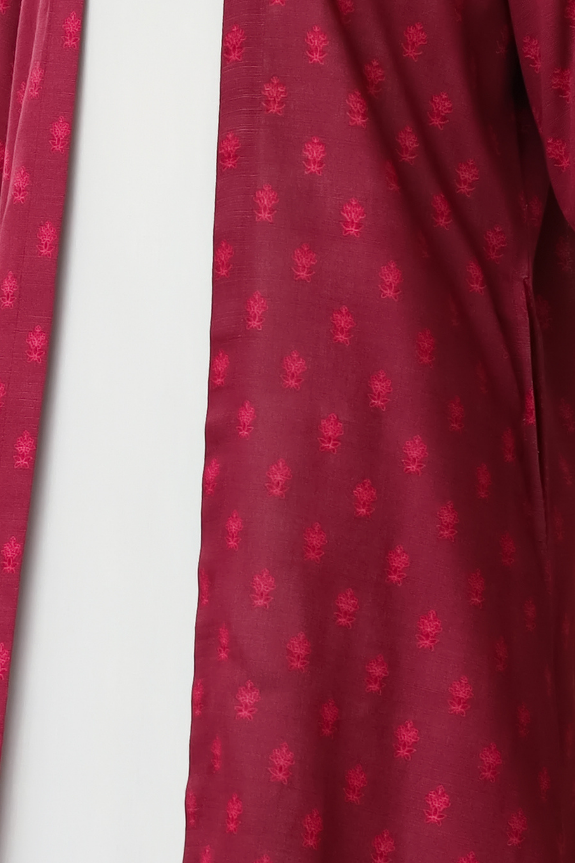 Printed Open Abaya - Maroon