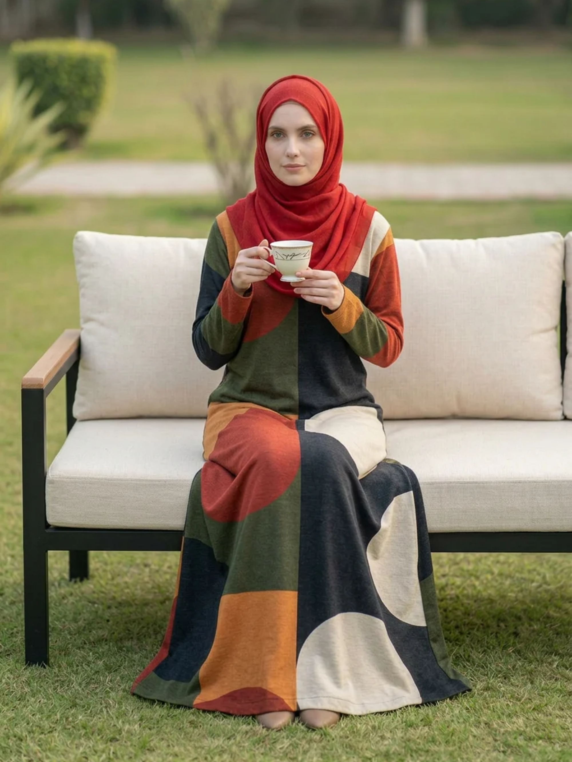 Printed Cotton Abaya – Multicolour