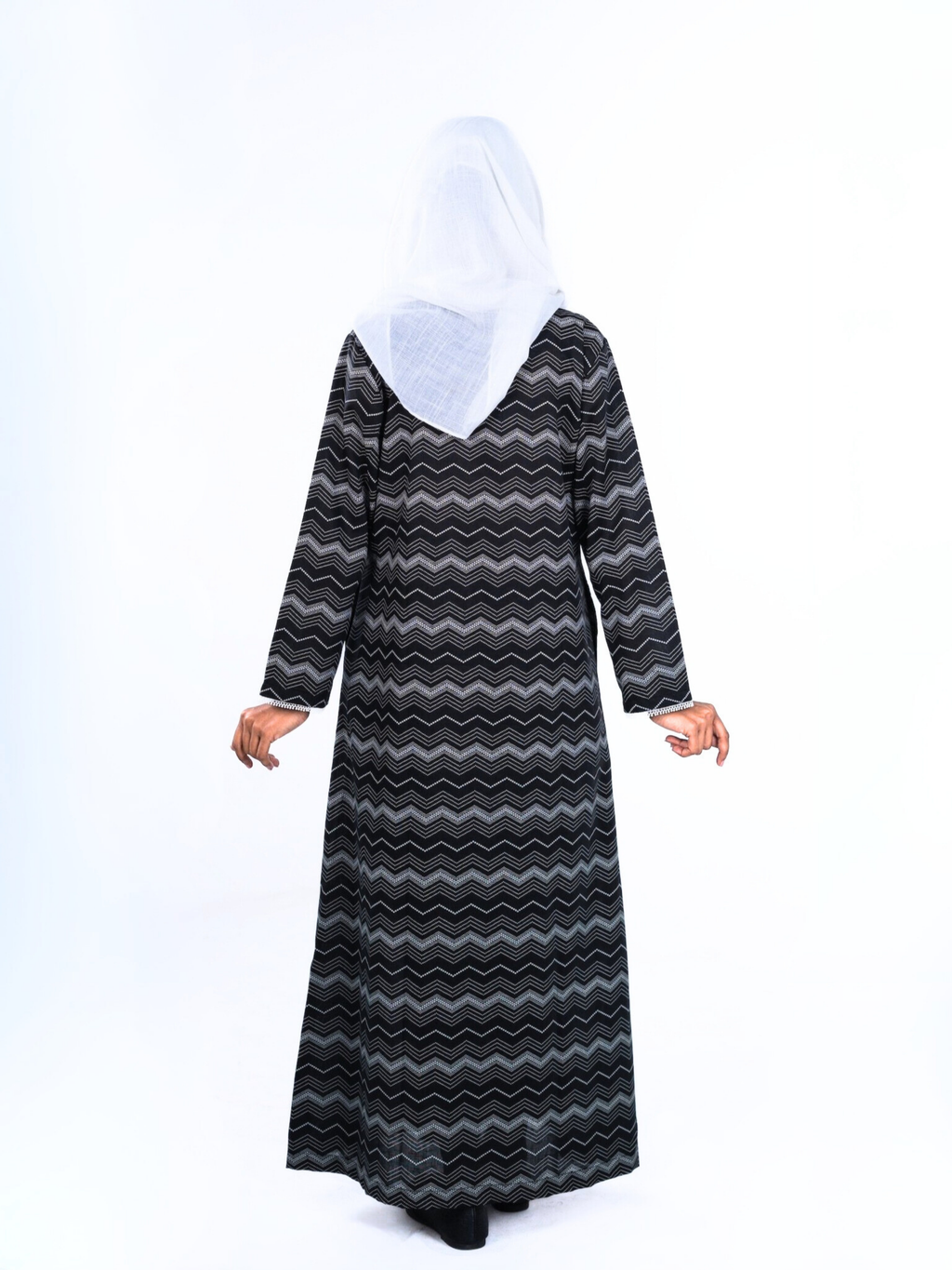 Printed Cotton Abaya – Charcoal
