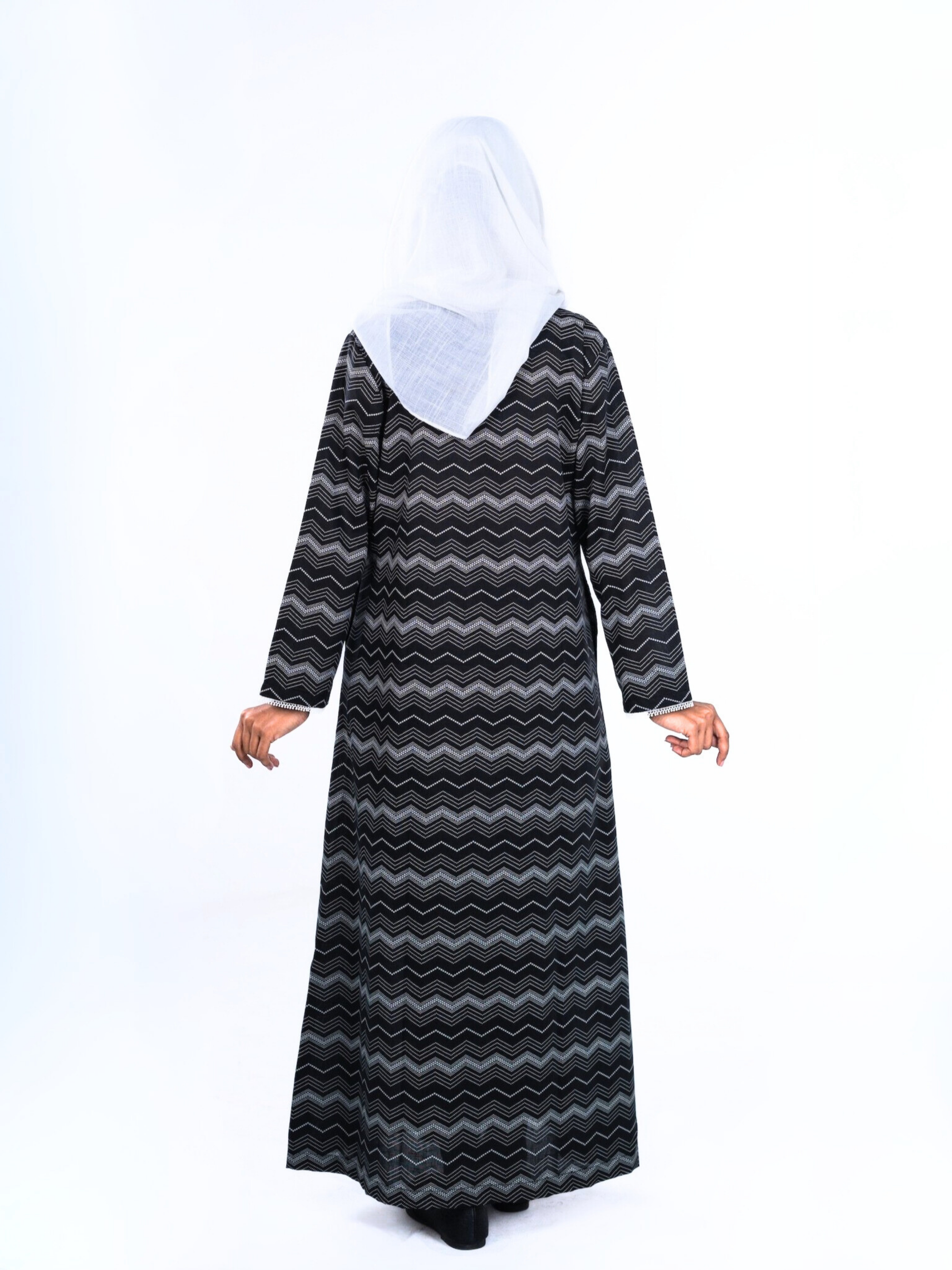 Printed Cotton Abaya – Charcoal