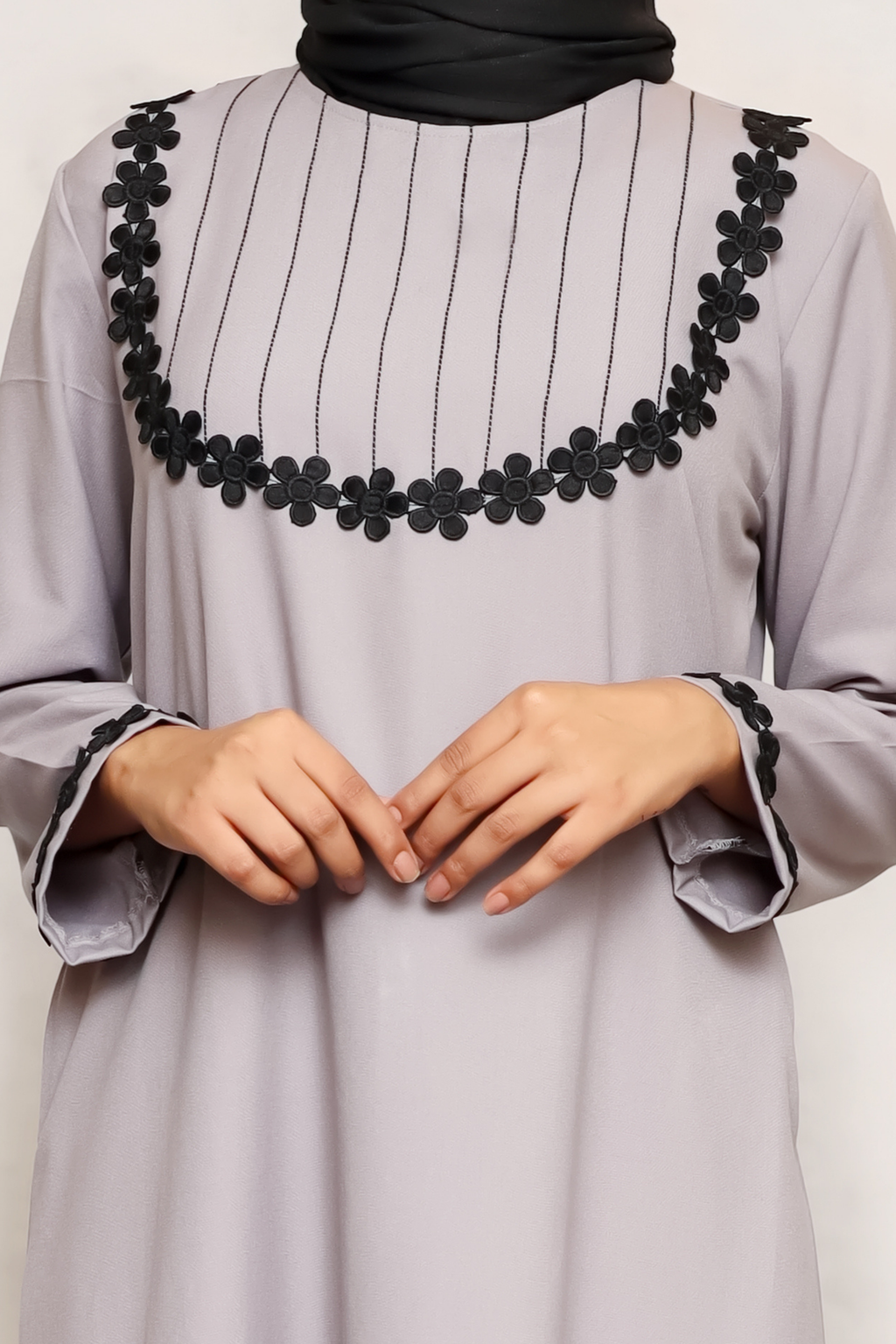 Signature Cotton Abaya – Light Grey