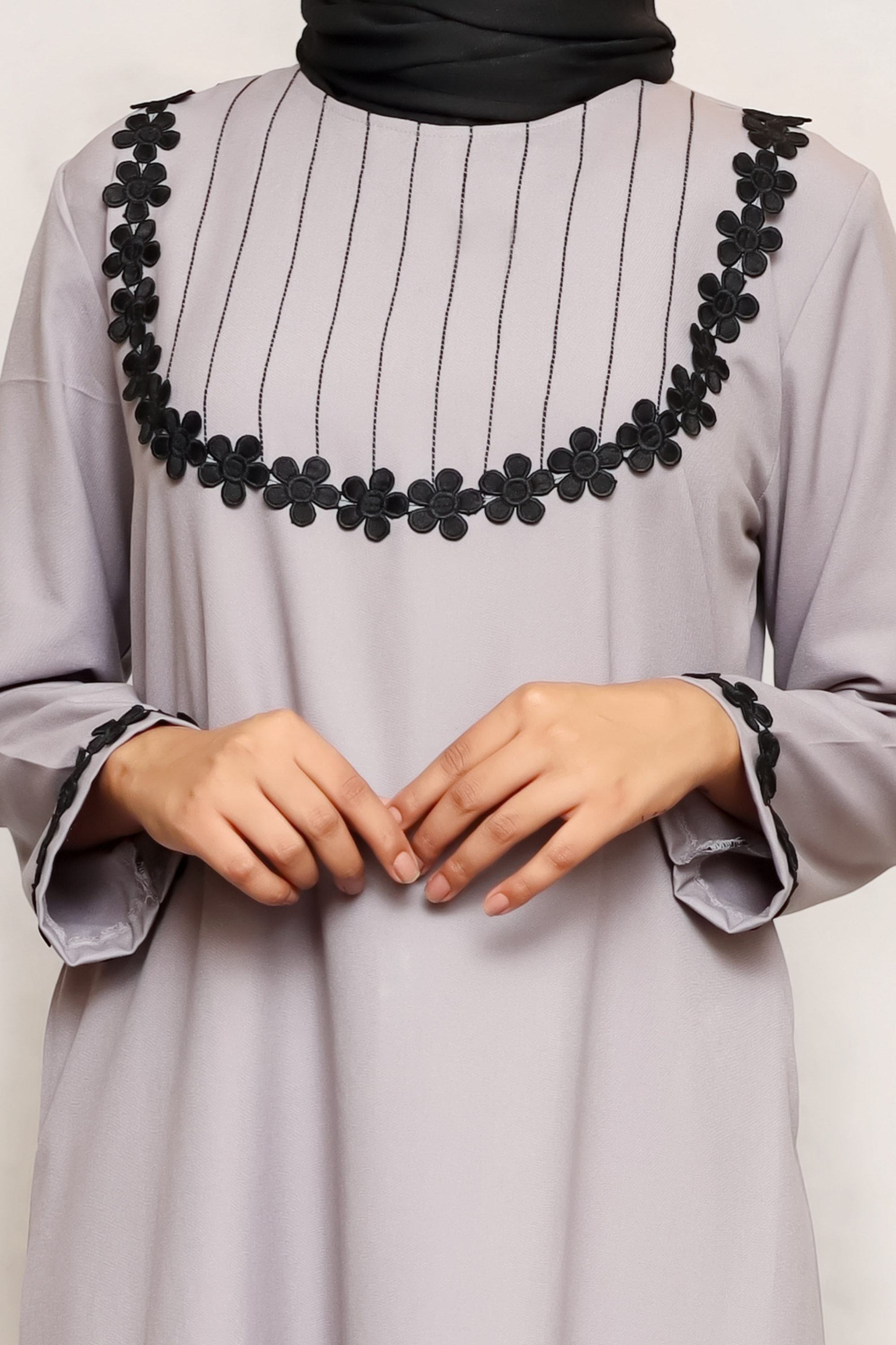 Signature Cotton Abaya – Light Grey
