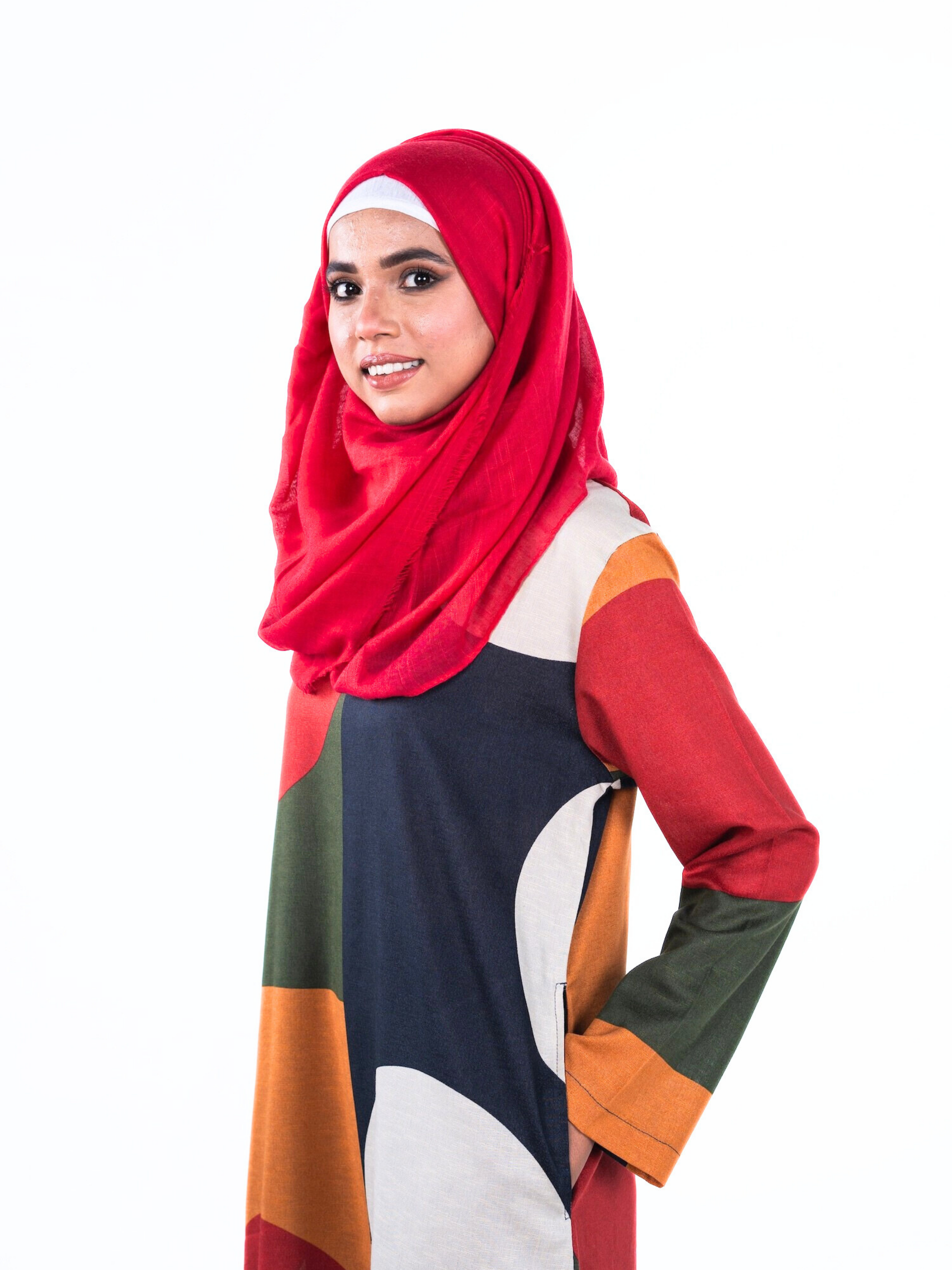 Printed Cotton Abaya – Multicolour