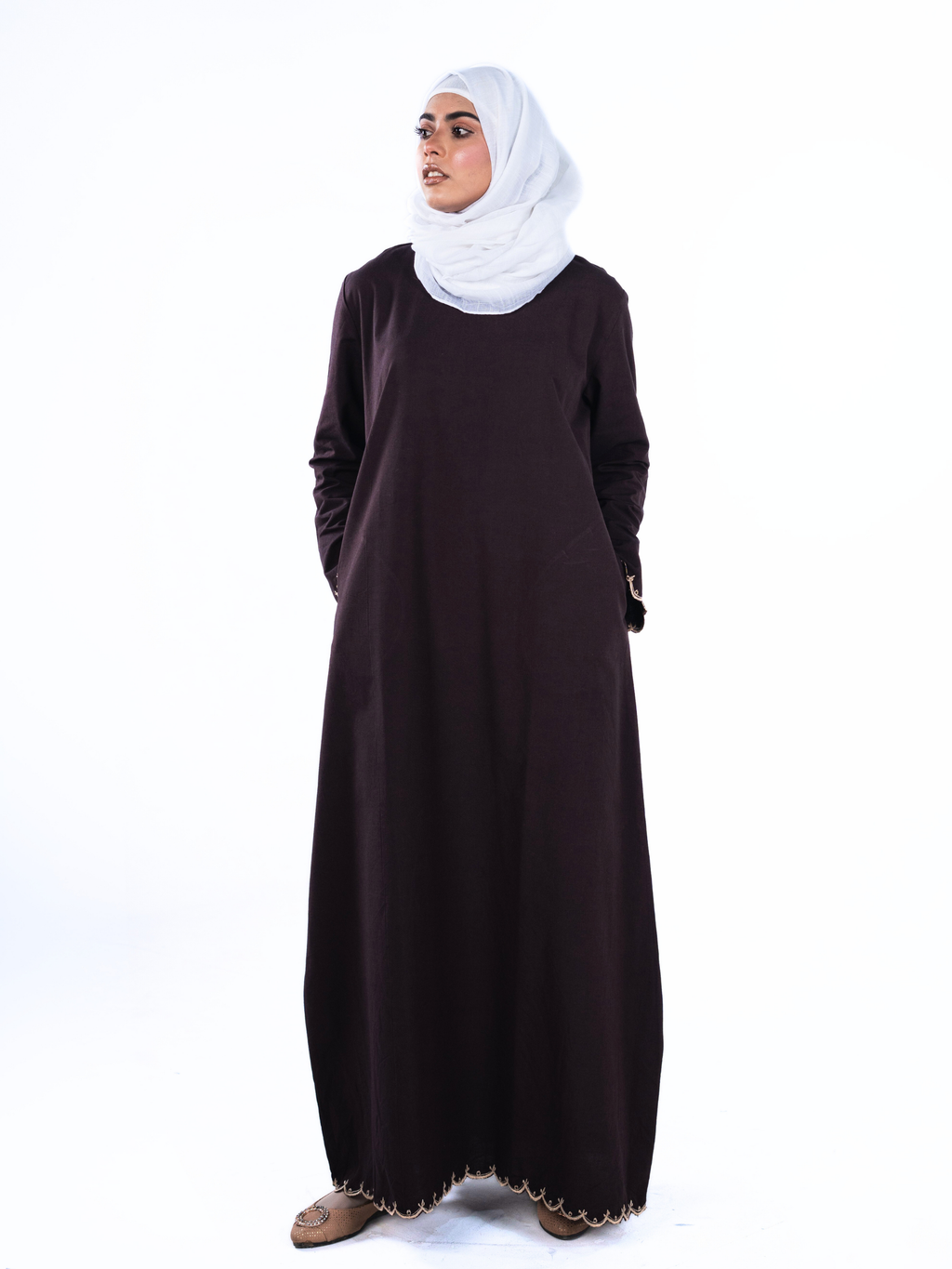 Heritage Cotton Abaya - Coffee