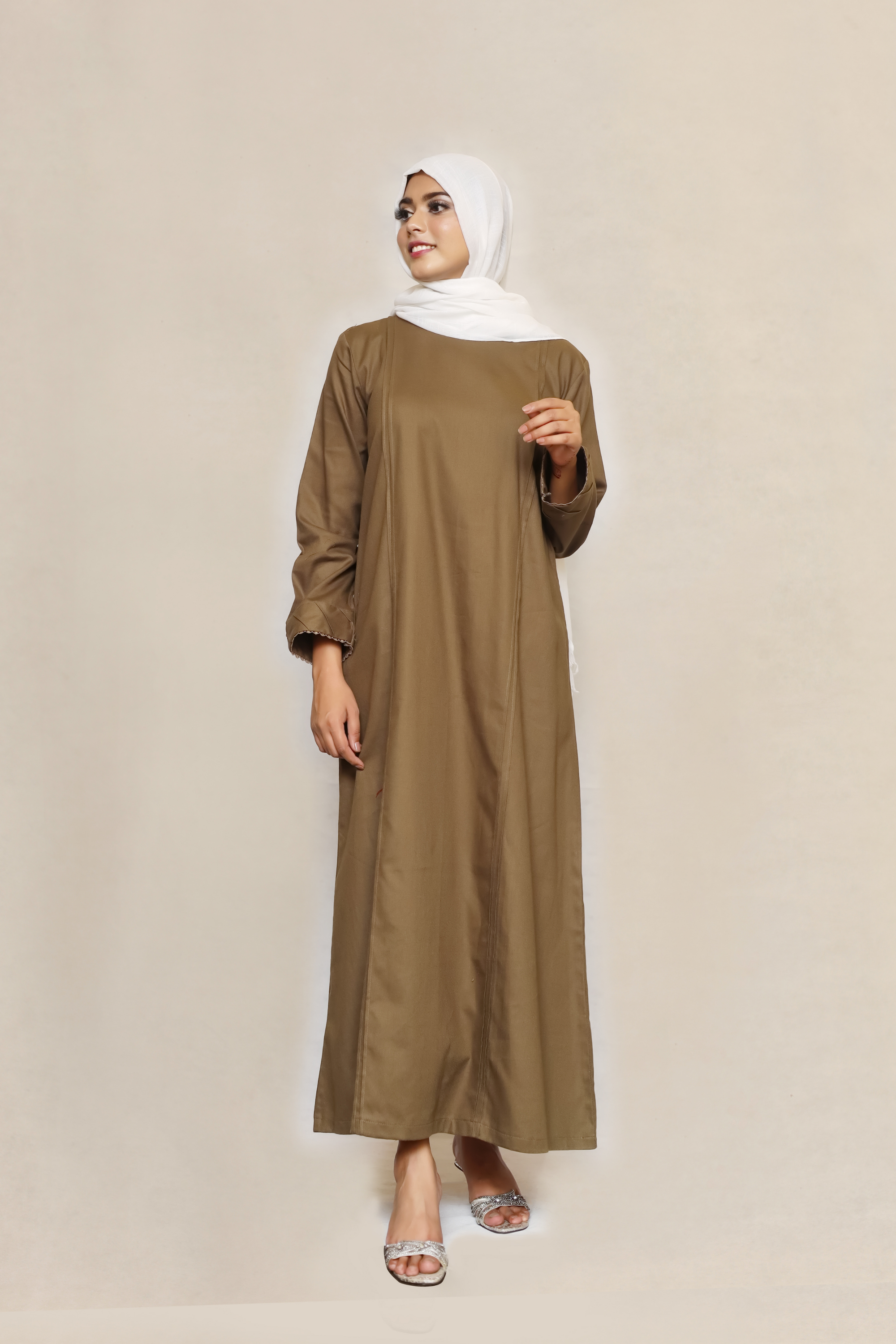 Signature Cotton Abaya – Olive Green