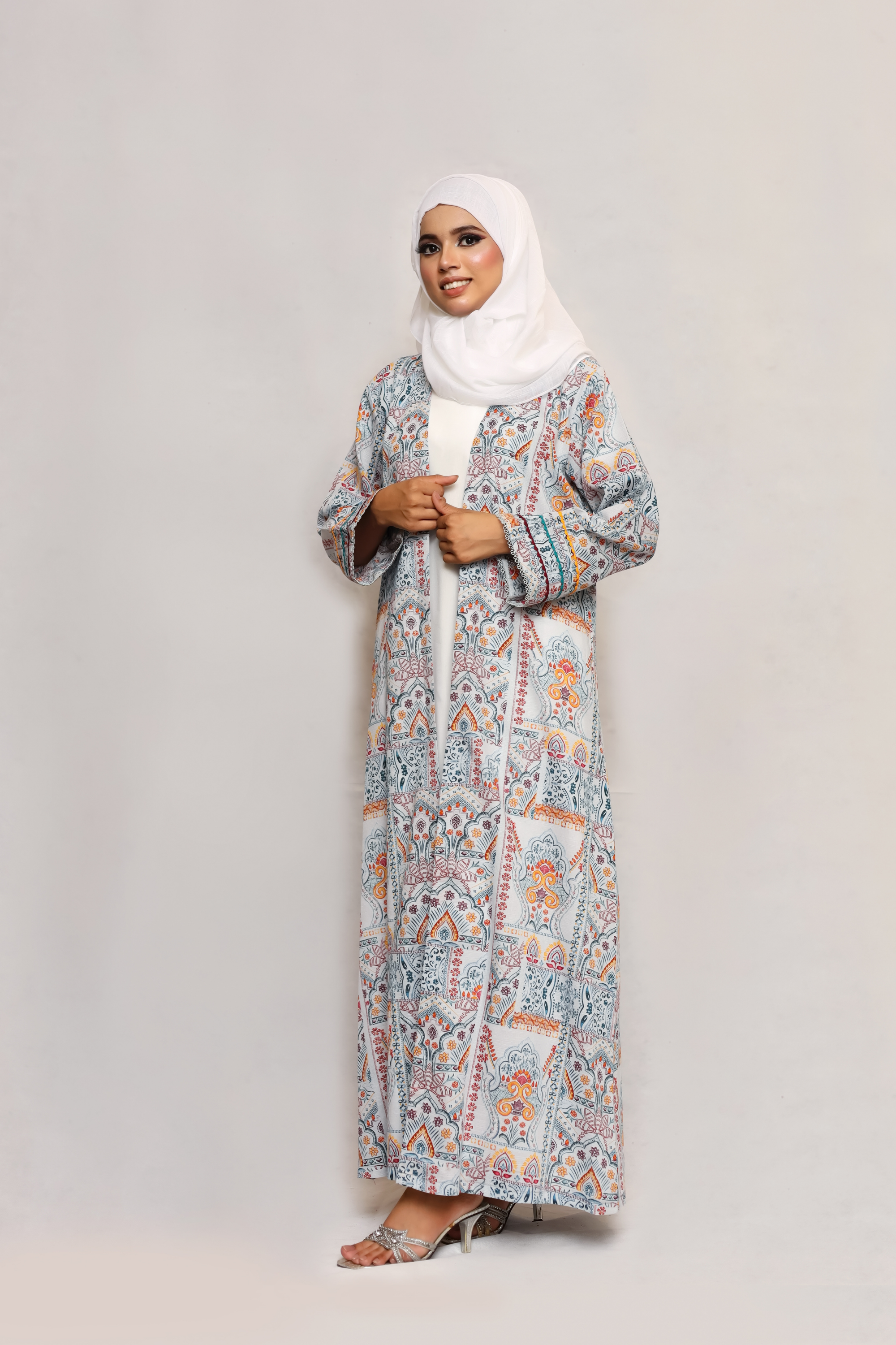 Printed Open Abaya - Multicolour