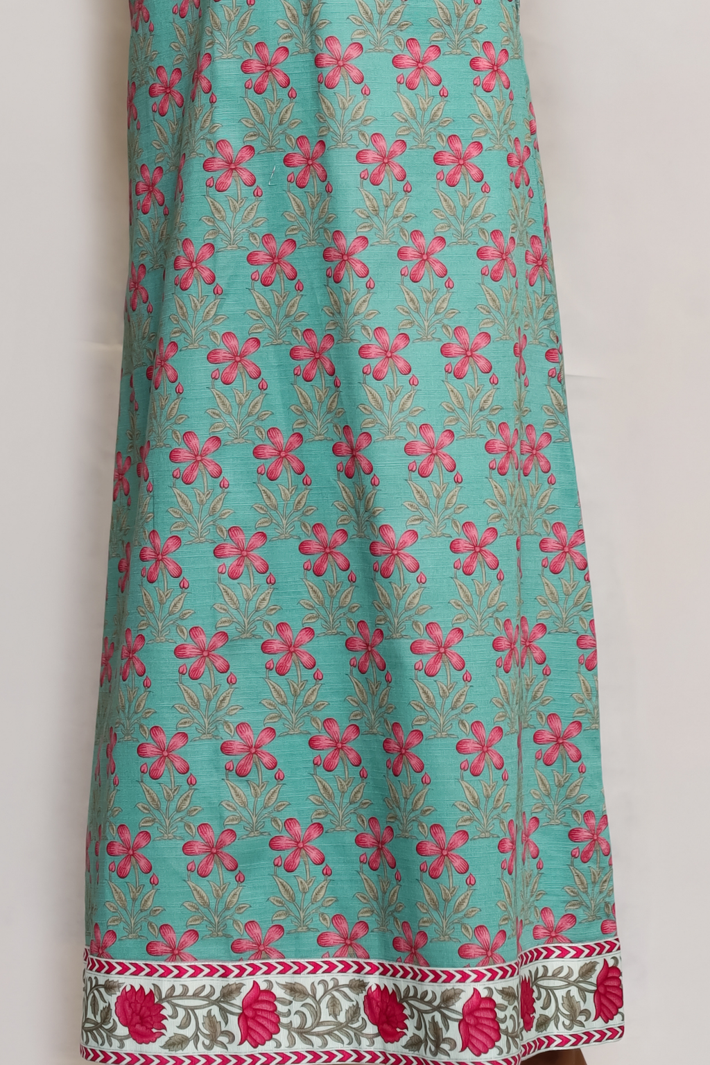 Printed Open Abaya -Teal