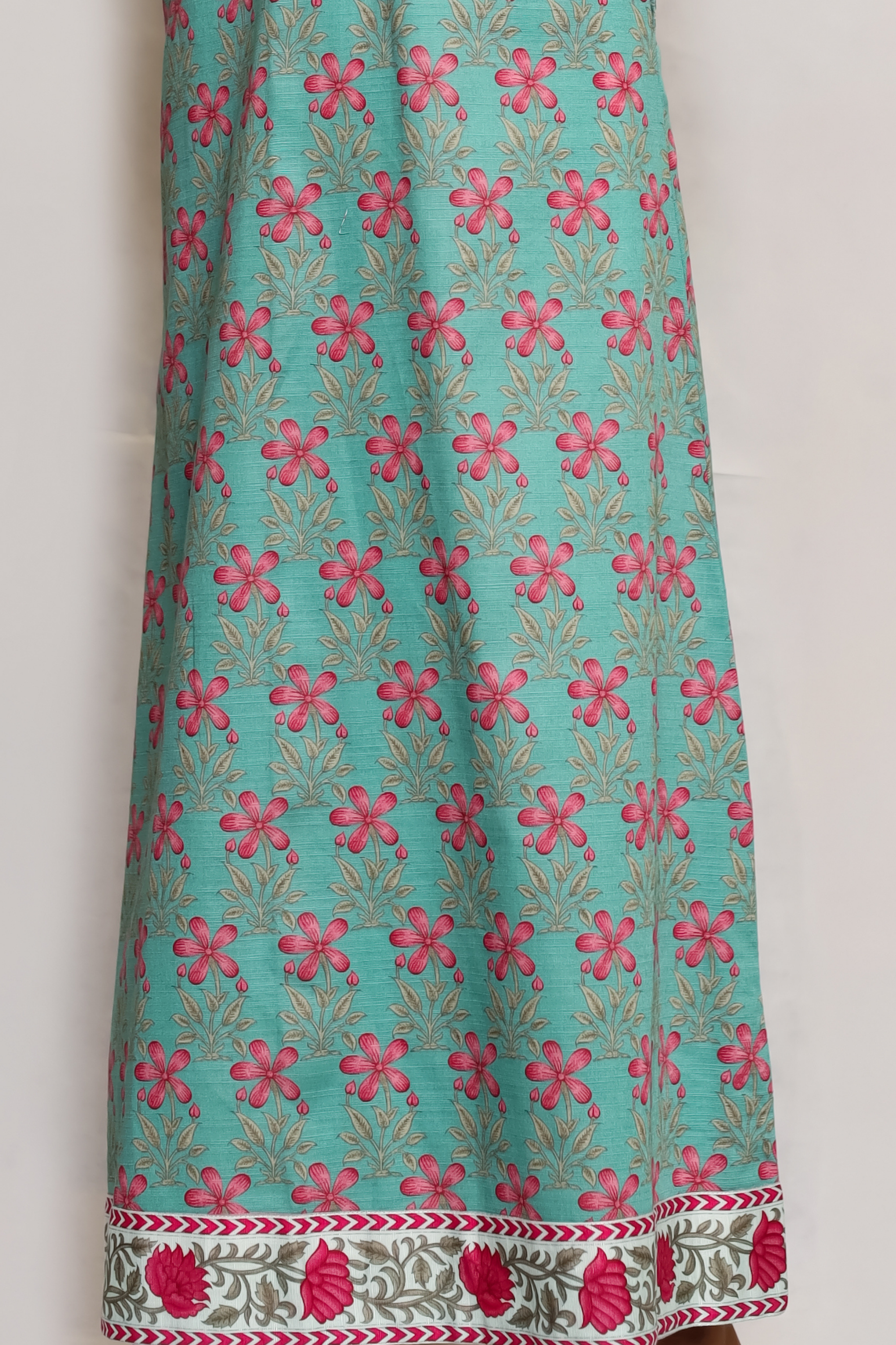 Printed Open Abaya -Teal
