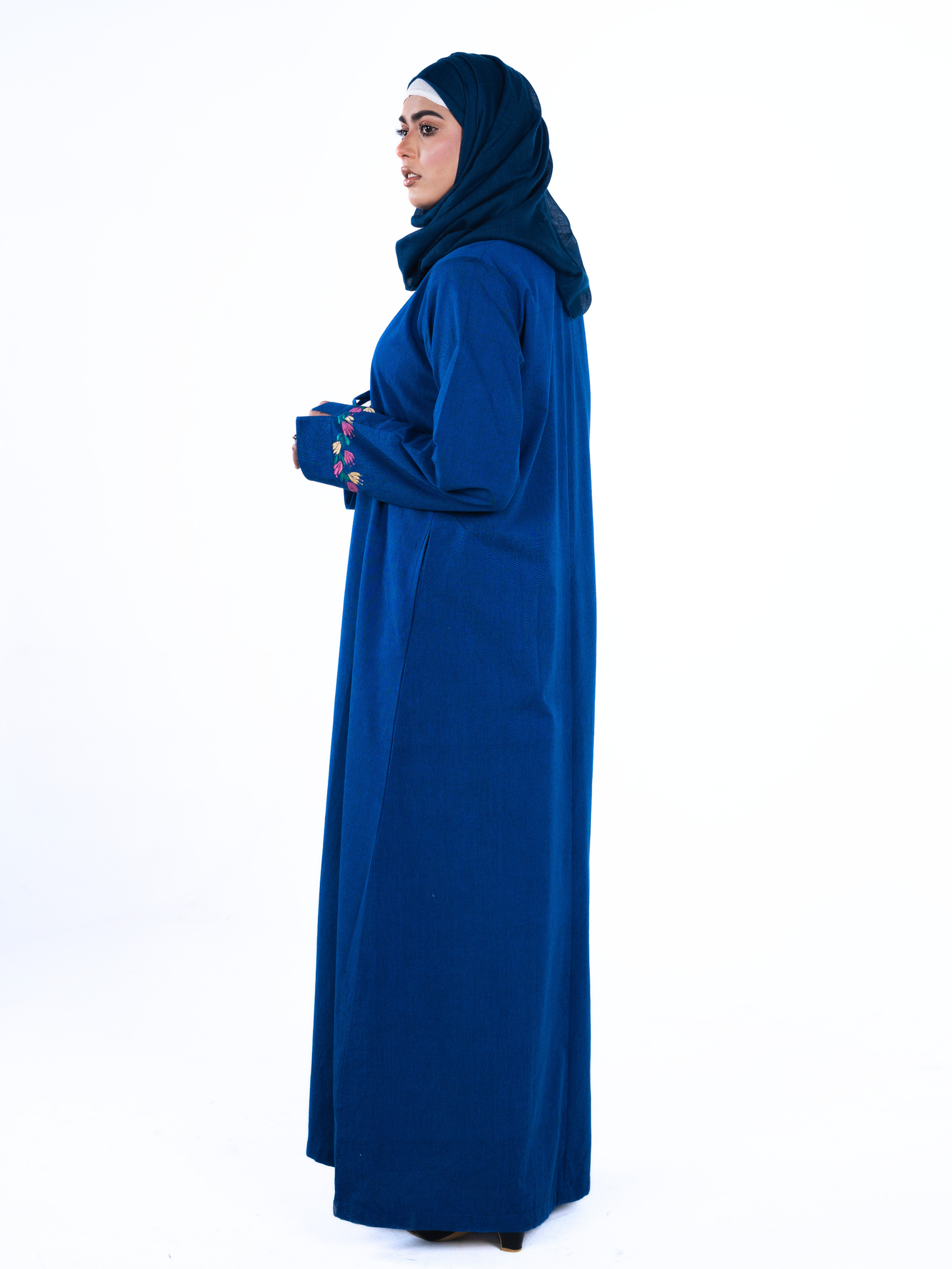 Heritage Bow Open Abaya  – Royal Blue