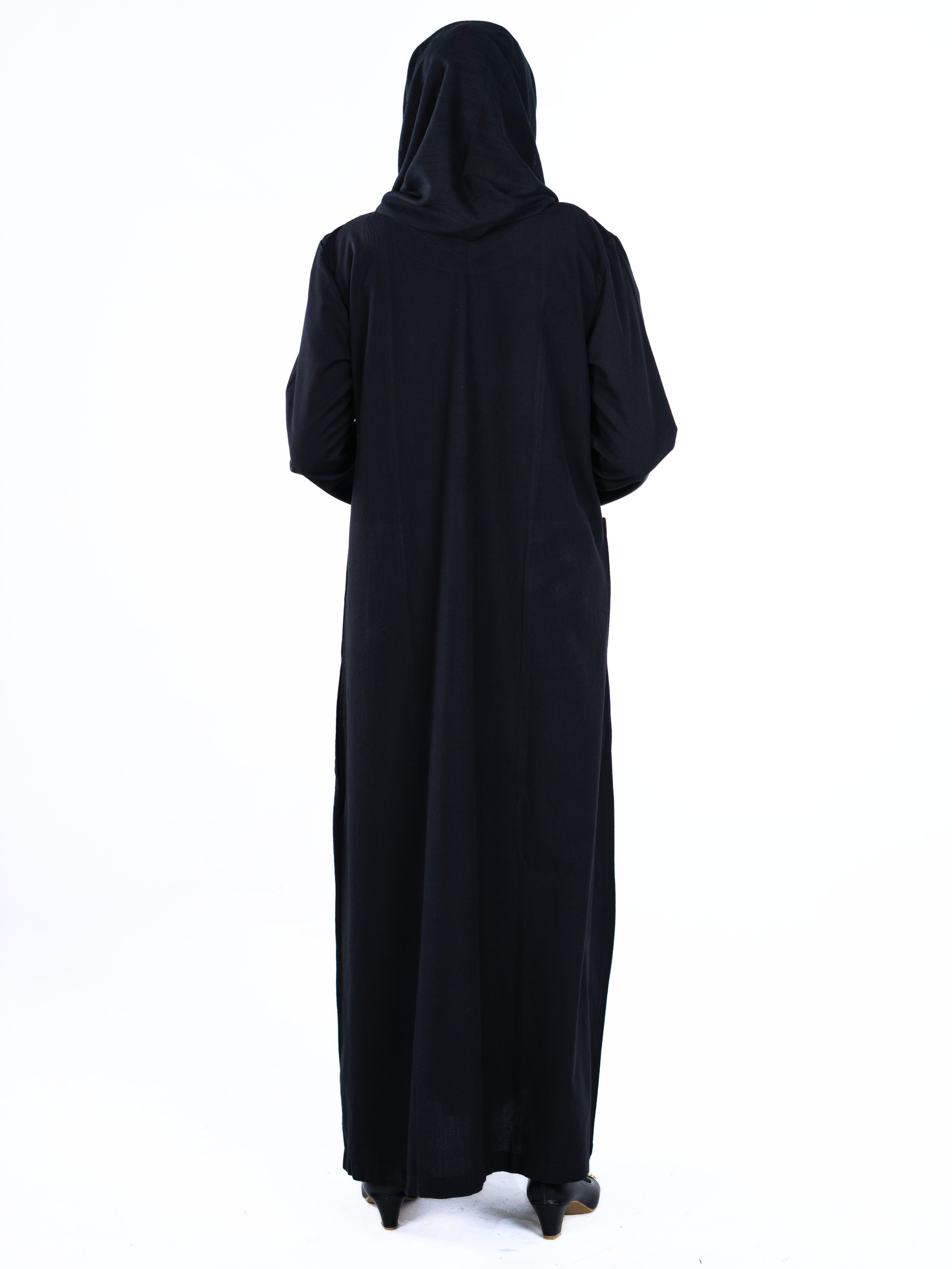 Embroidered Panelled Maxi Dress - Black