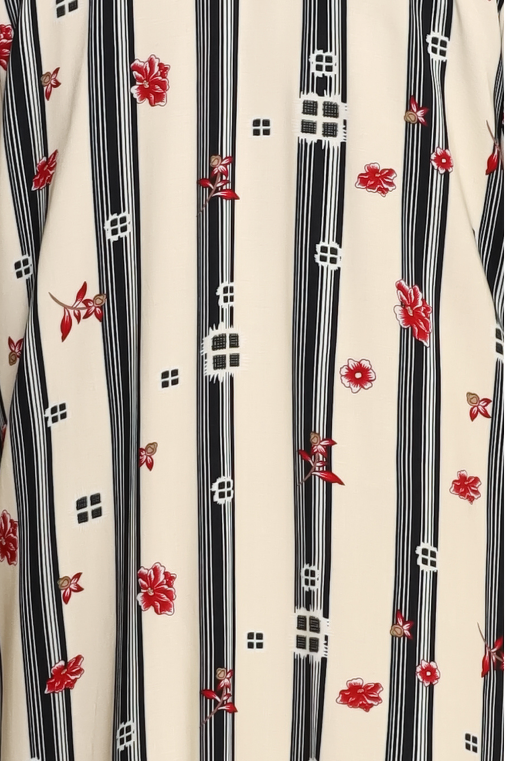 Printed Open Abaya - Crimson Bloom