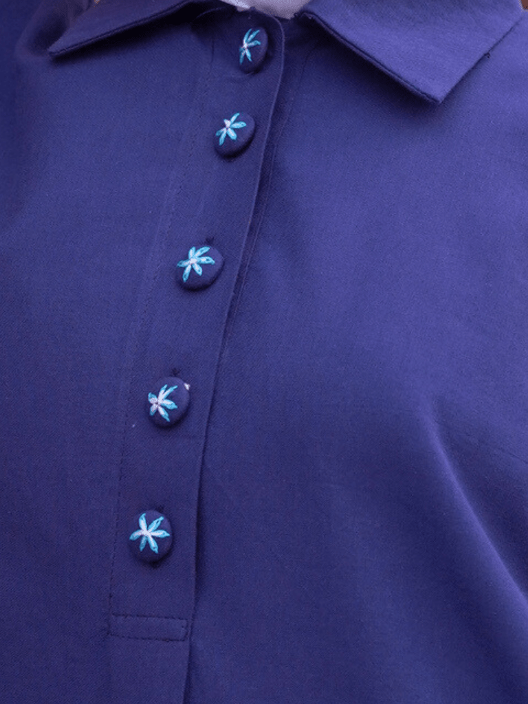 Robe longue boutonnée - Azur