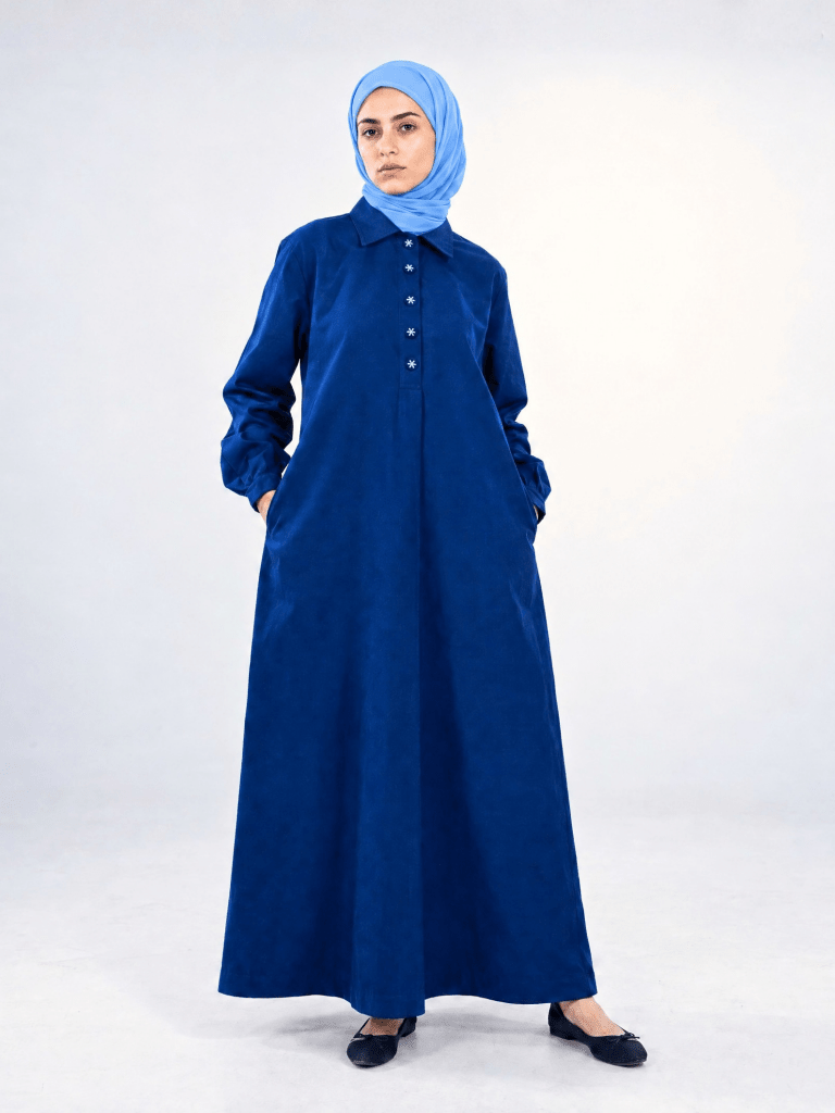 Button-up Maxi Dress - Azure - Fasilah