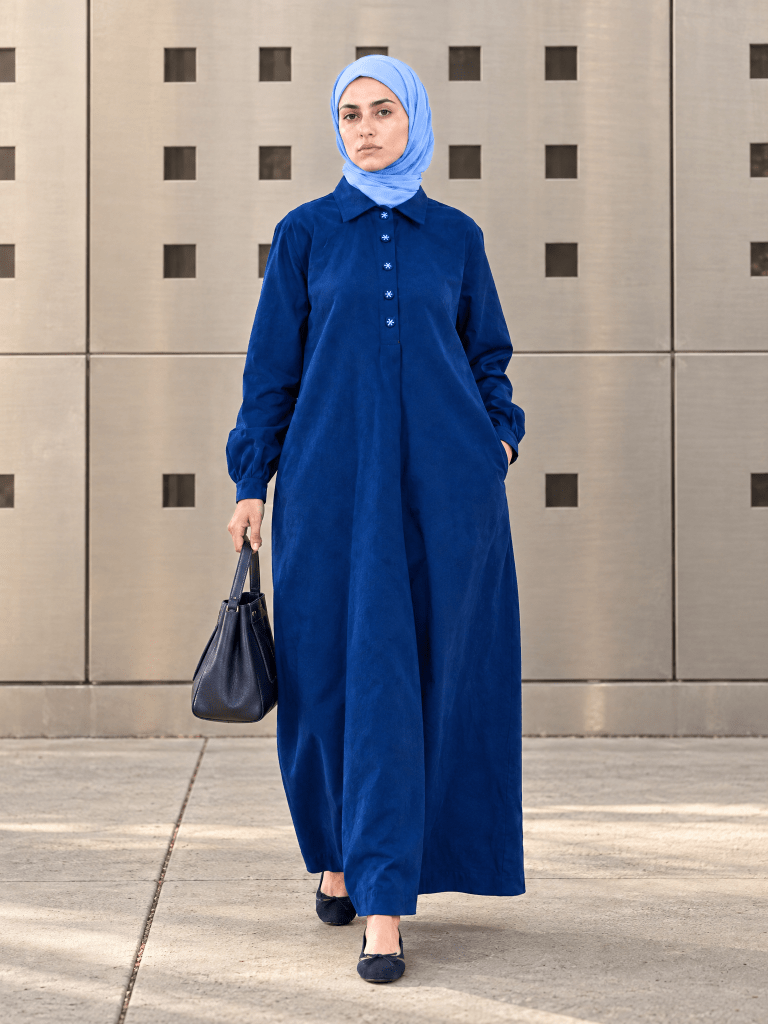 Button-up Maxi Dress - Azure - Fasilah
