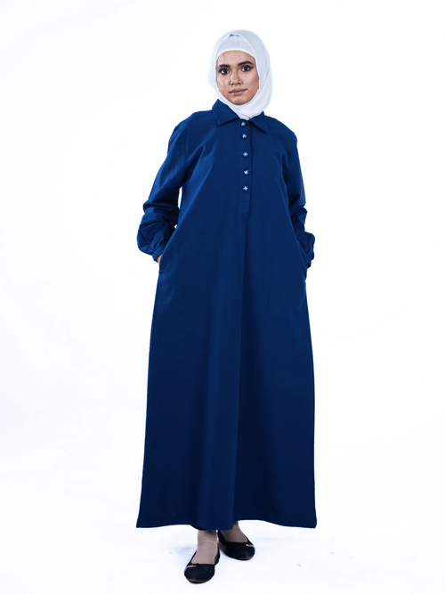 Button-up Maxi Dress - Azure - Fasilah