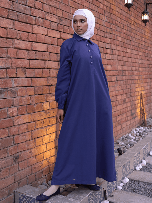 Button-up Maxi Dress - Azure - Fasilah