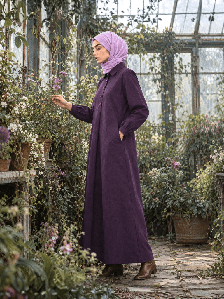 Button-up Maxi Dress - Purple - Fasilah