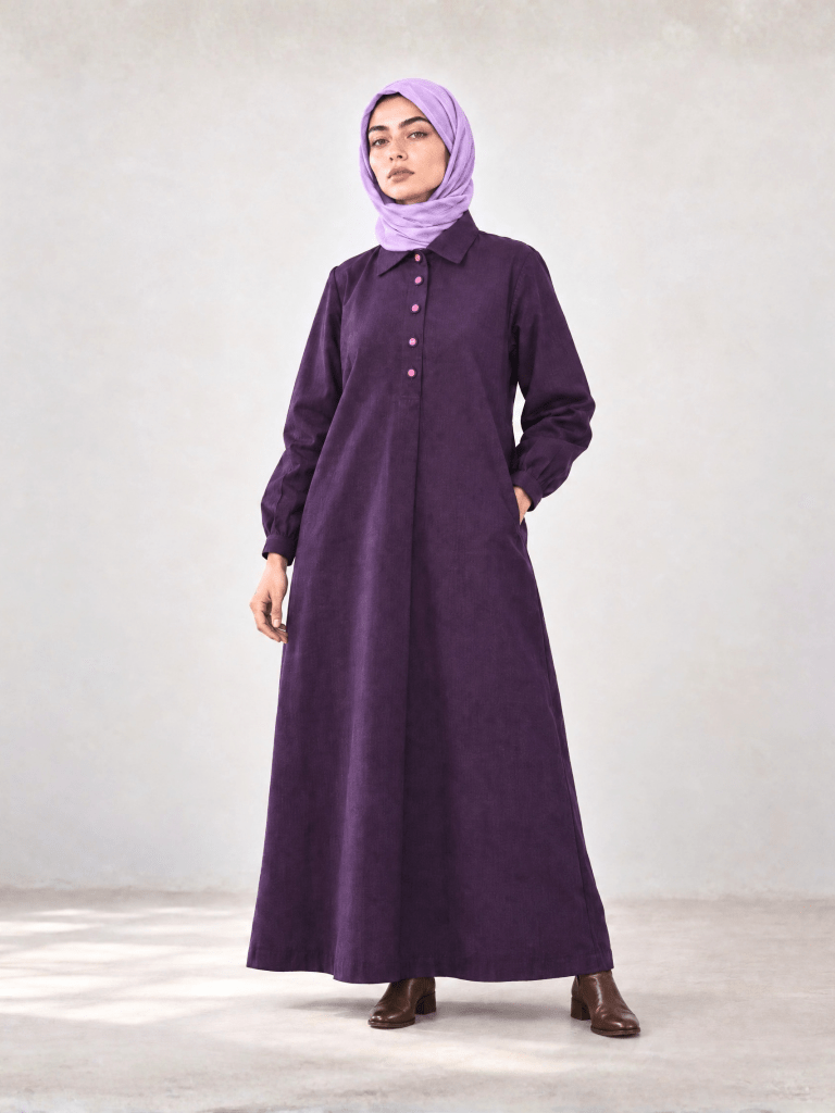 Button-up Maxi Dress - Purple - Fasilah