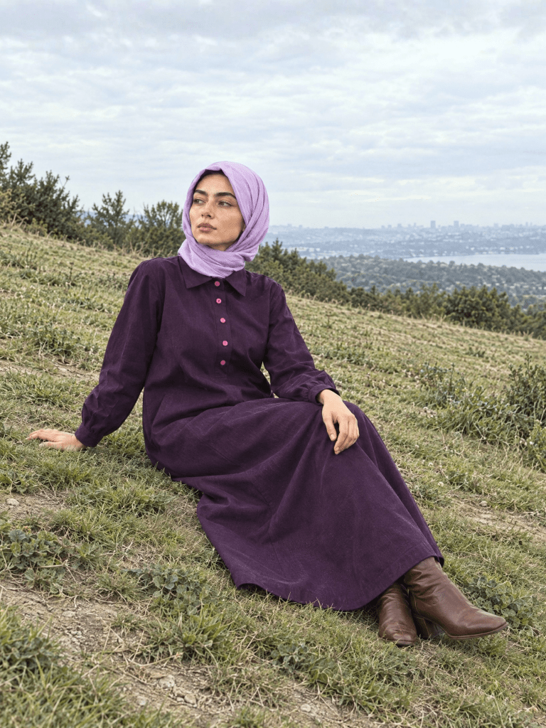 Button-up Maxi Dress - Purple - Fasilah