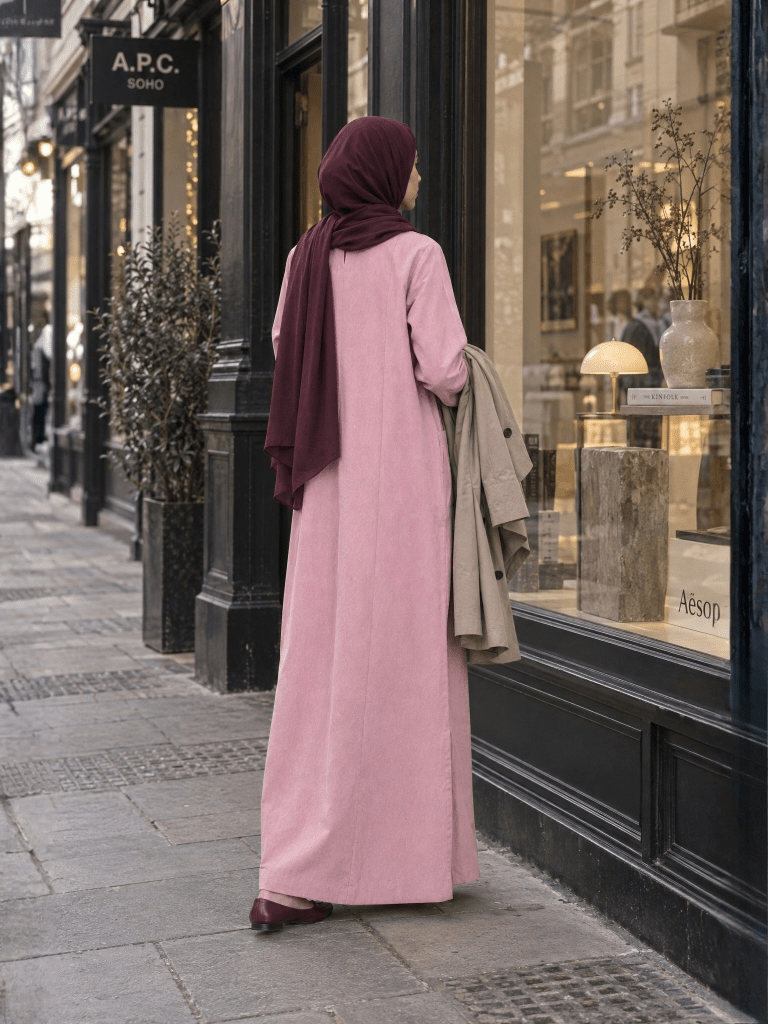 Embroidered Panelled Maxi Dress - Blush - Fasilah