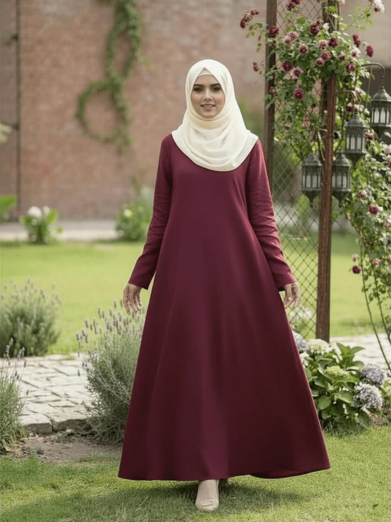 Essential Linen Abaya - Berry - Fasilah