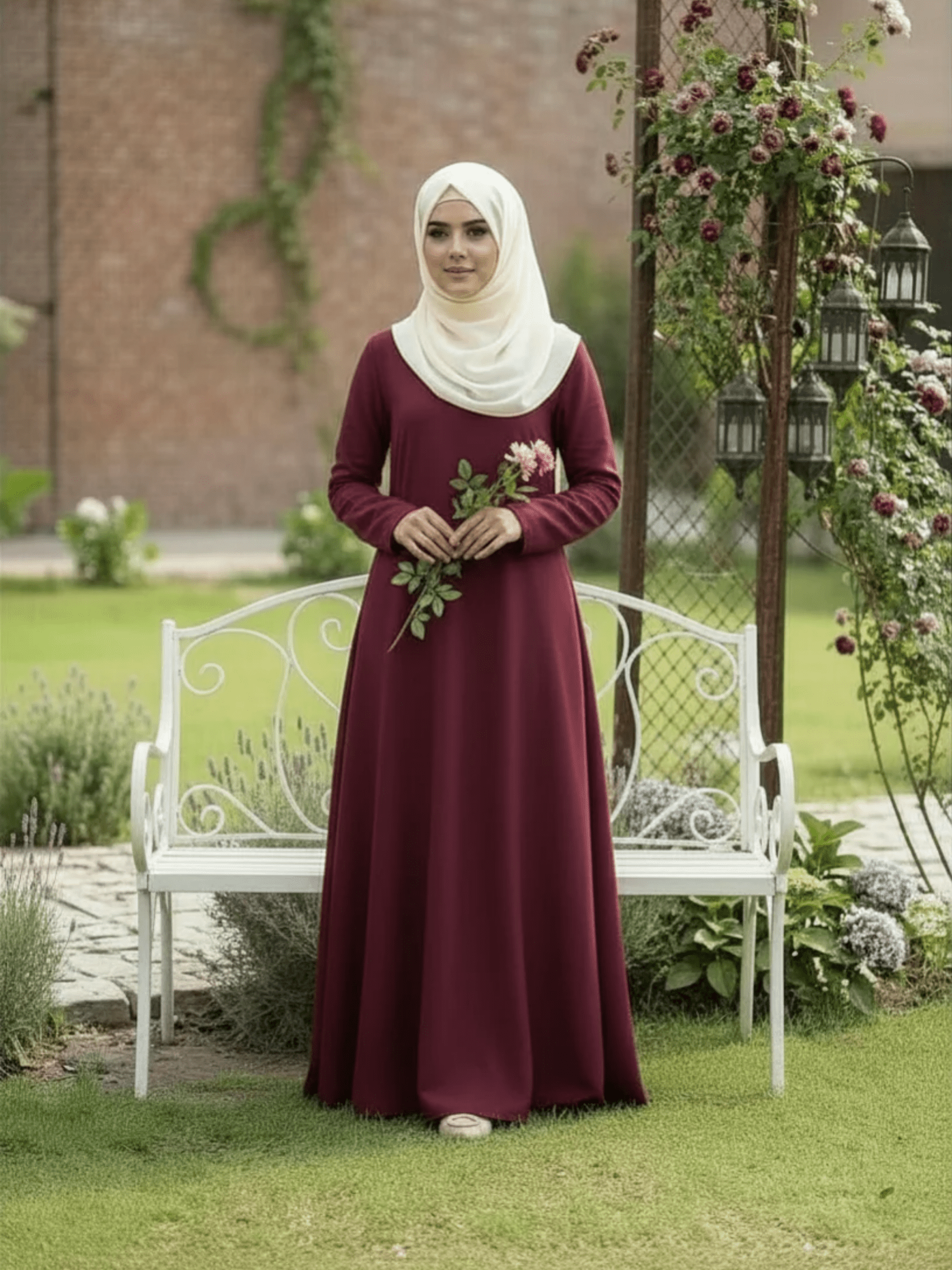 Essential Linen Abaya - Berry - Fasilah